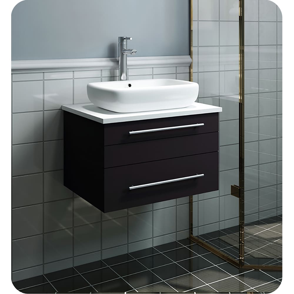 Fresca Lucera 24-in Espresso Single Sink Floating Bathroom Vanity with ...