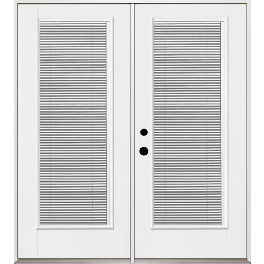 Therma-Tru Benchmark Doors BMTTP611773 72-in x 80-in Dual-pane Blinds Between The Glass Ready To Paint Fiberglass French Right-Hand Inswing Double Patio Door