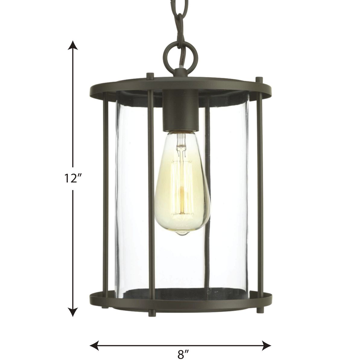 Gunther Farmhouse Clear Glass & Bronze Steel Hanging Lantern