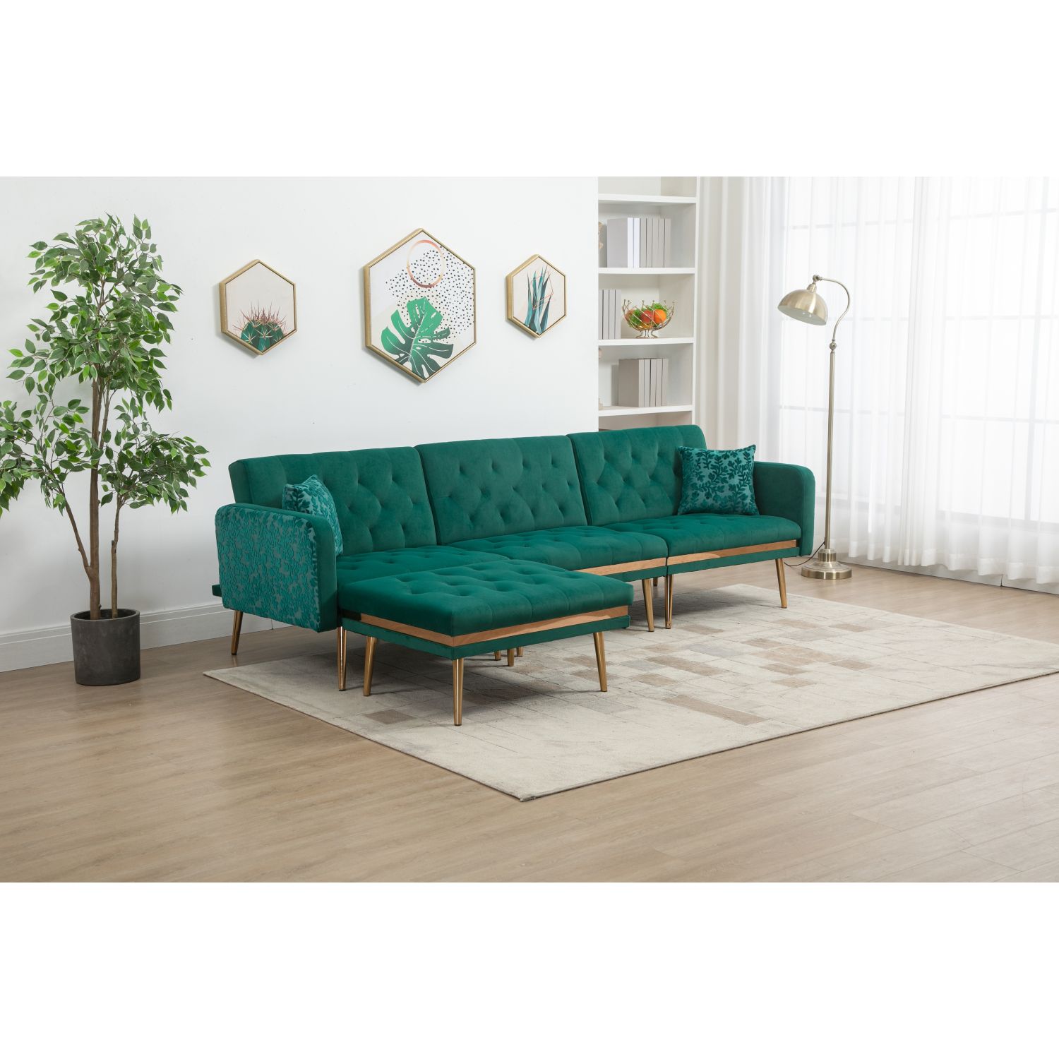 JASMODER W395S00074 64.17-in Modern Green Polyester/Blend Sofa