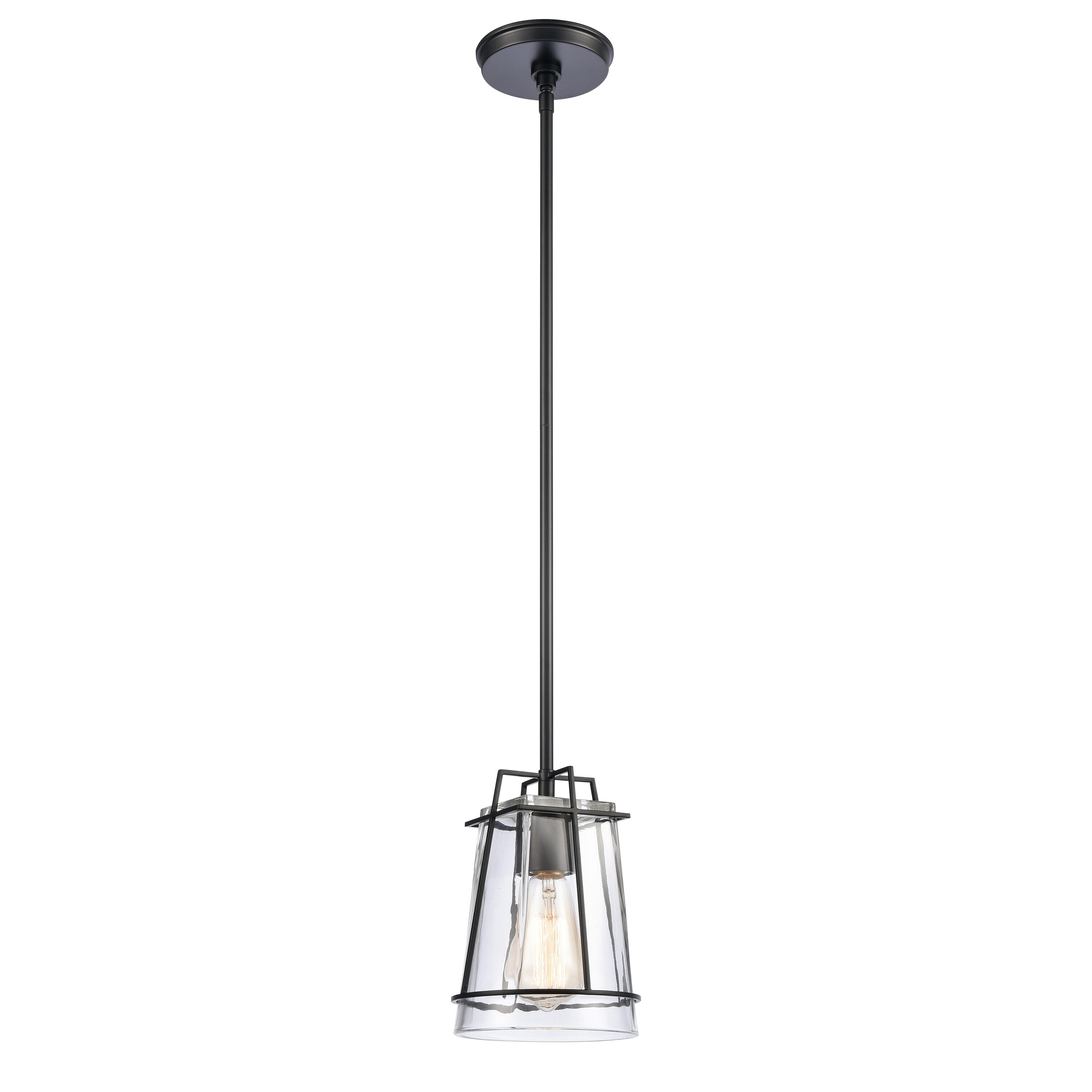 Westmore by ELK Lighting LW-220711213 Continuance Black Transitional Clear Glass Cone Mini Hanging Pendant Light