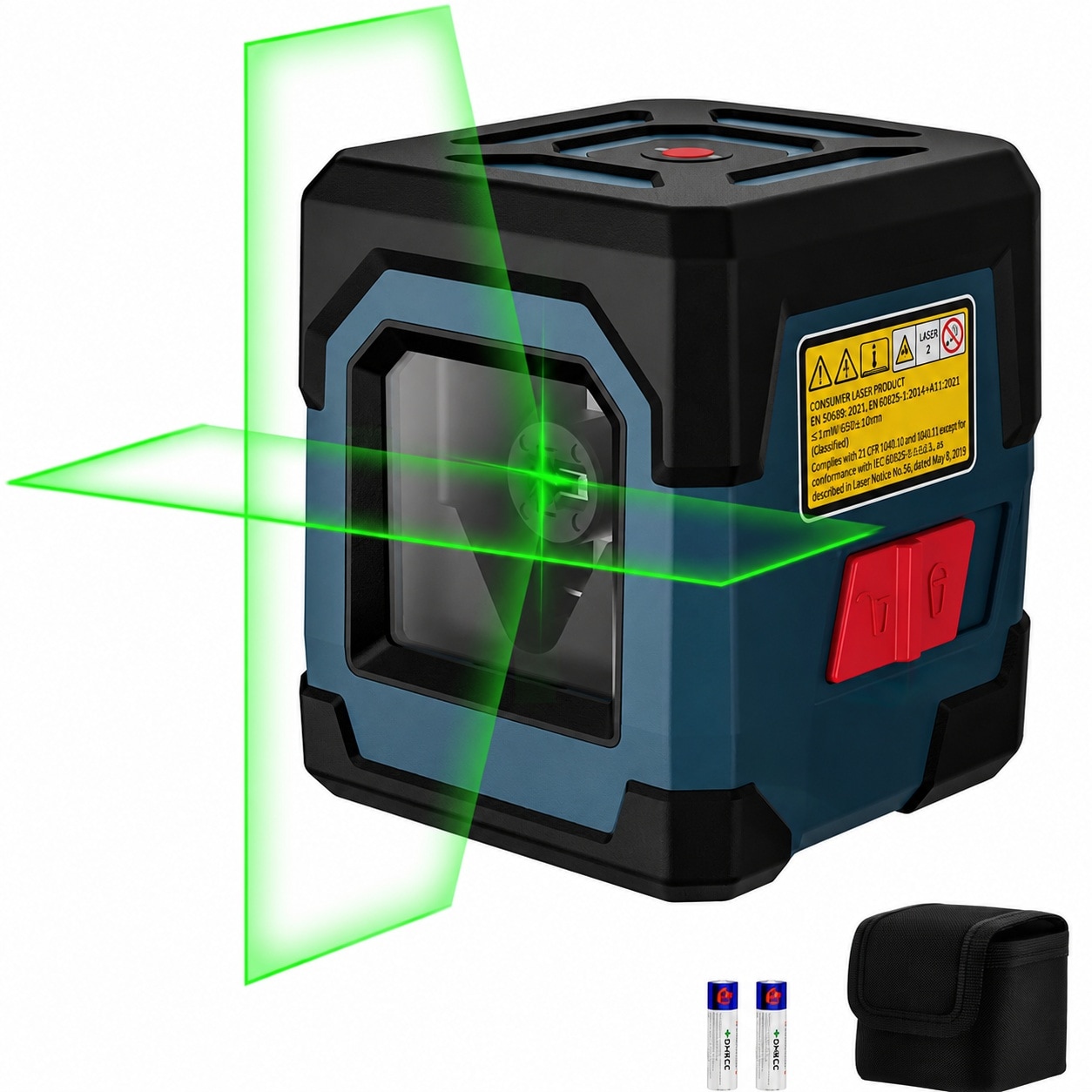 Phewnyzo  Cross Line Laser Level Self Leveling Green Vertical and Horizontal Lines 360 Degree Rotatable Tool with Carrying Case High Visibility
