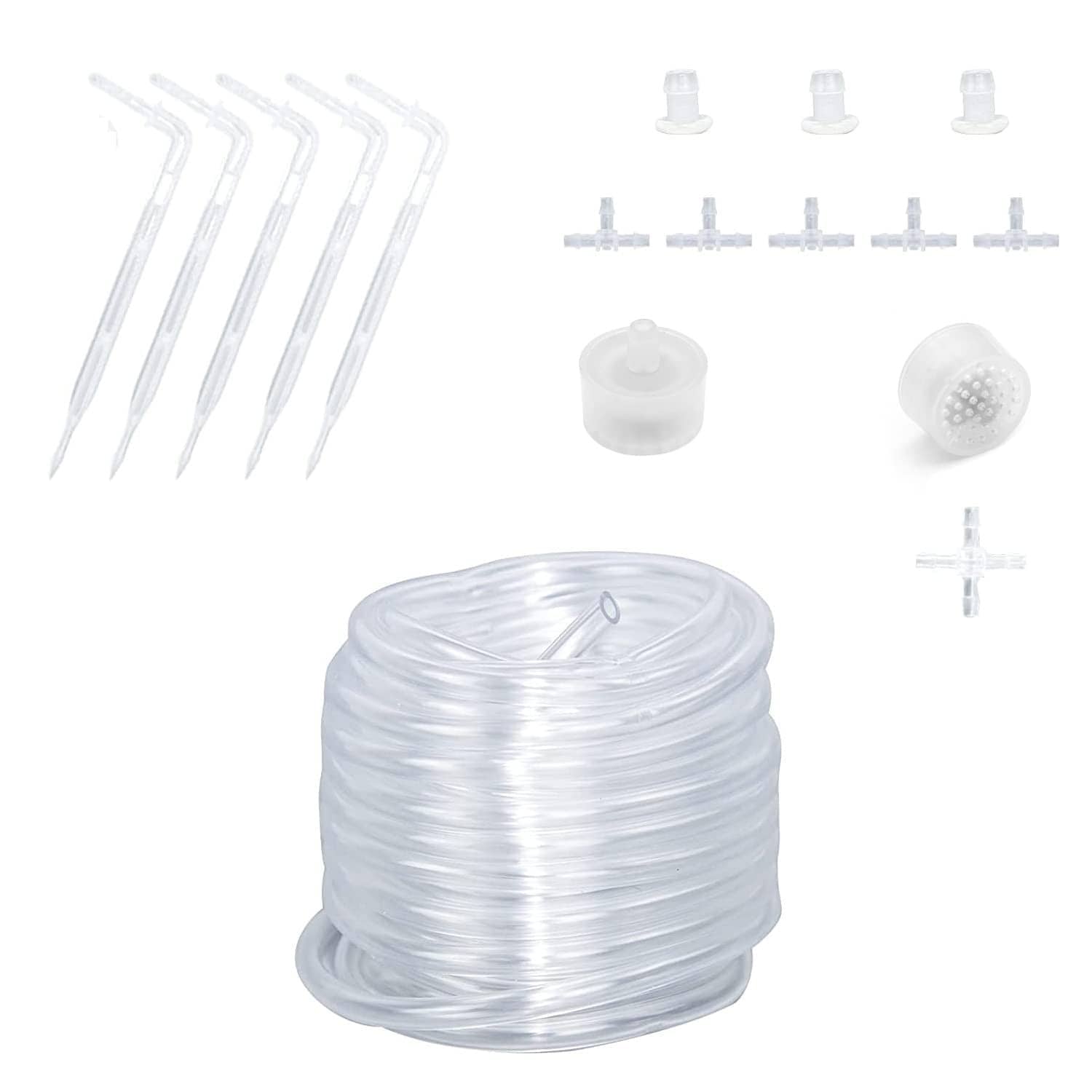 Etokfoks  1 4 Inch Drip Irrigation Repair Accessory Kit With 33 FT Tube Drippers Tees Filters And Cross Fitting For Indoor Garden Beds