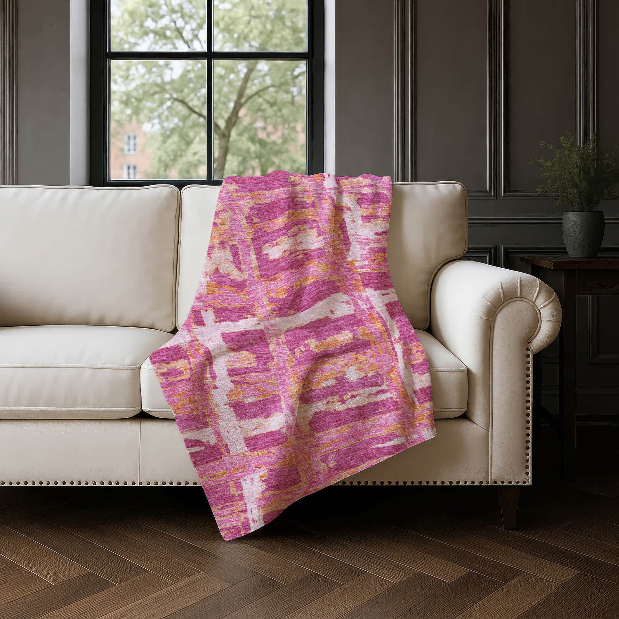 Premium Machine Washable Addison ASB745 Blush 50 x 70 inches Sherpa Throw Blanket