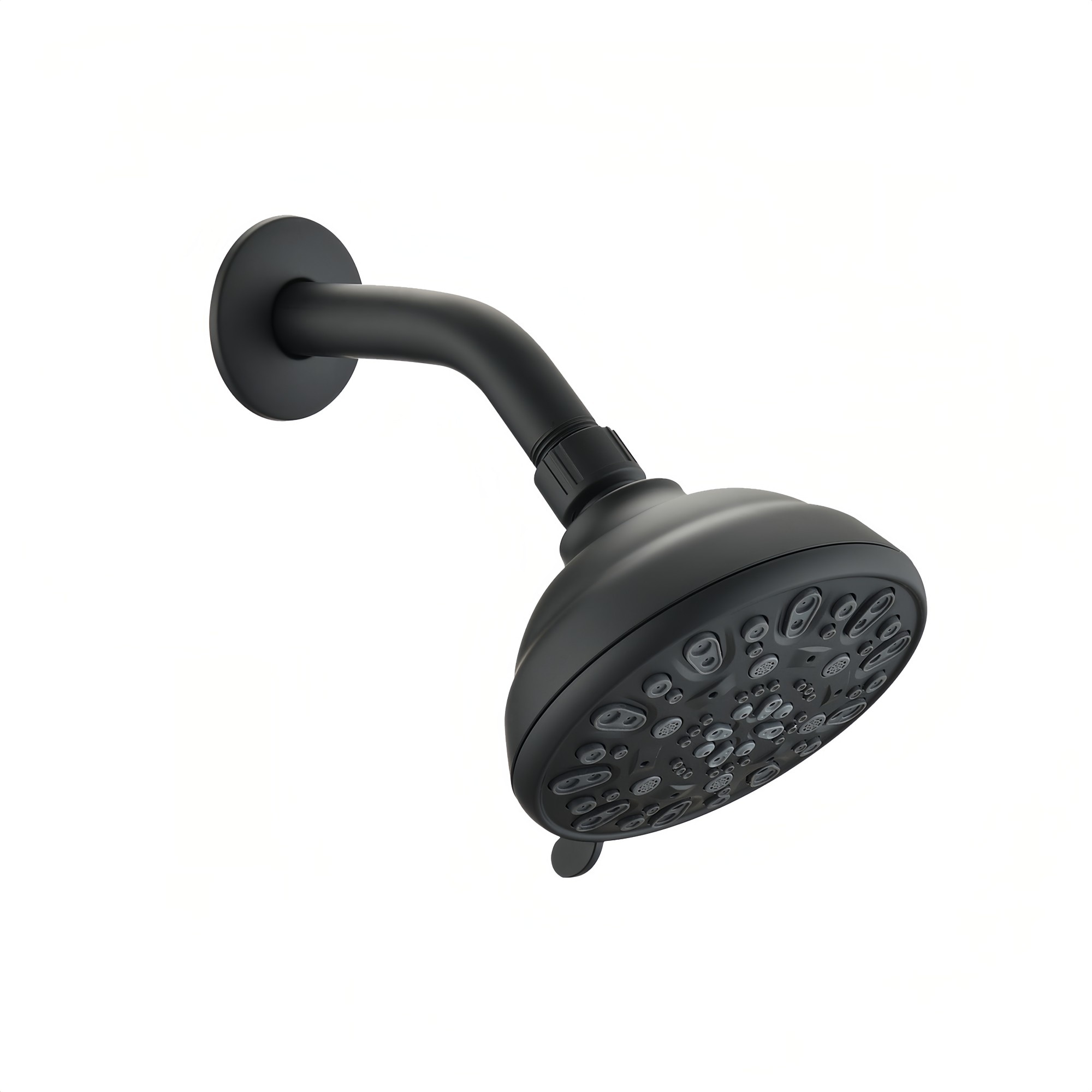 Numhew 4in 6-Setting Angle Adjustable Matte Black Shower Head