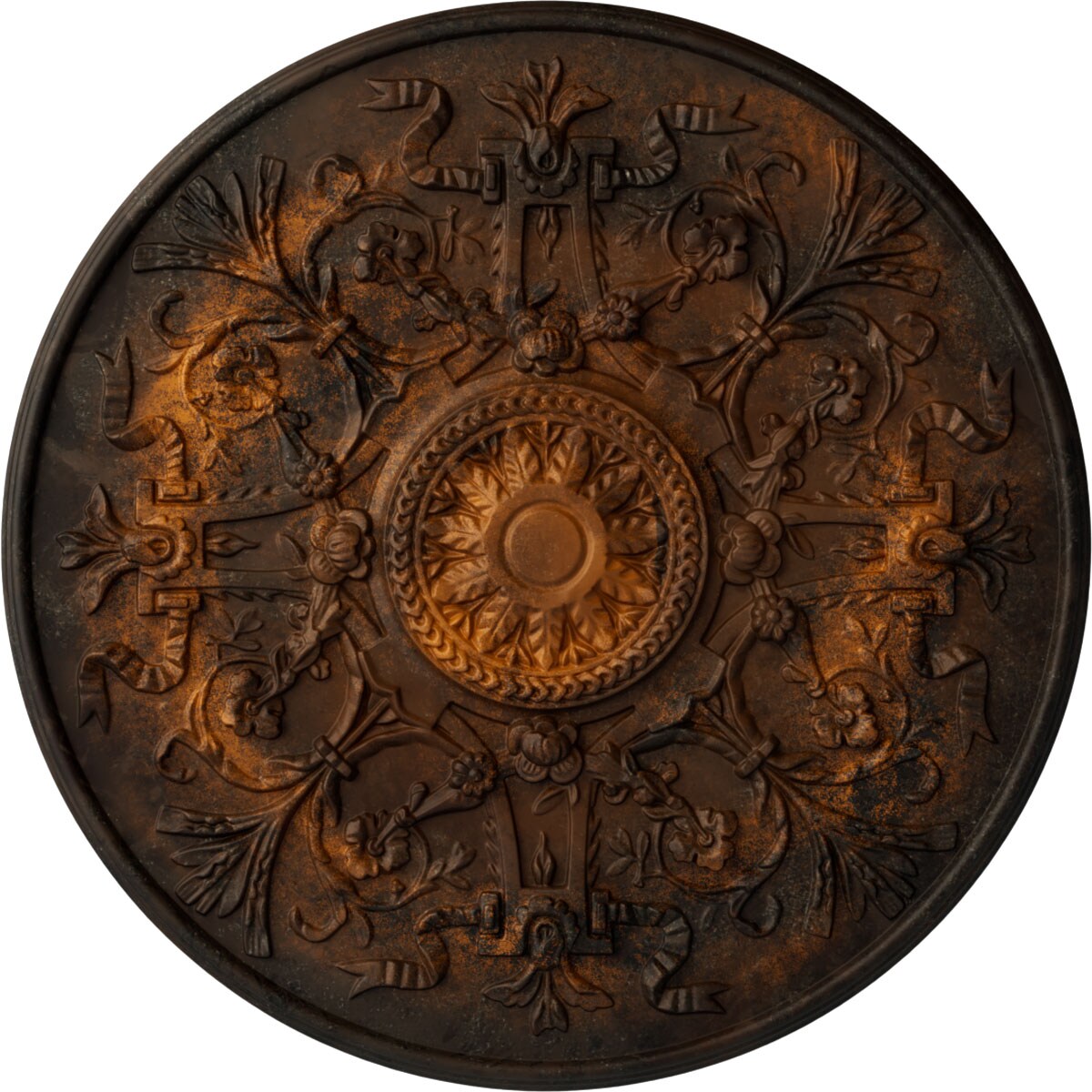 Ekena Millwork CM33VERUS Versailles 33-in W x 33-in L Painted Rust Polyurethane Whole Ceiling Medallion