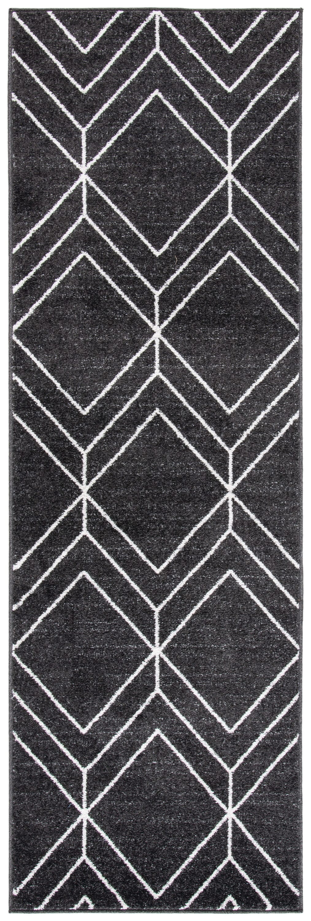 Brown and Ivory Geometric Hand-Knotted Runner Rug