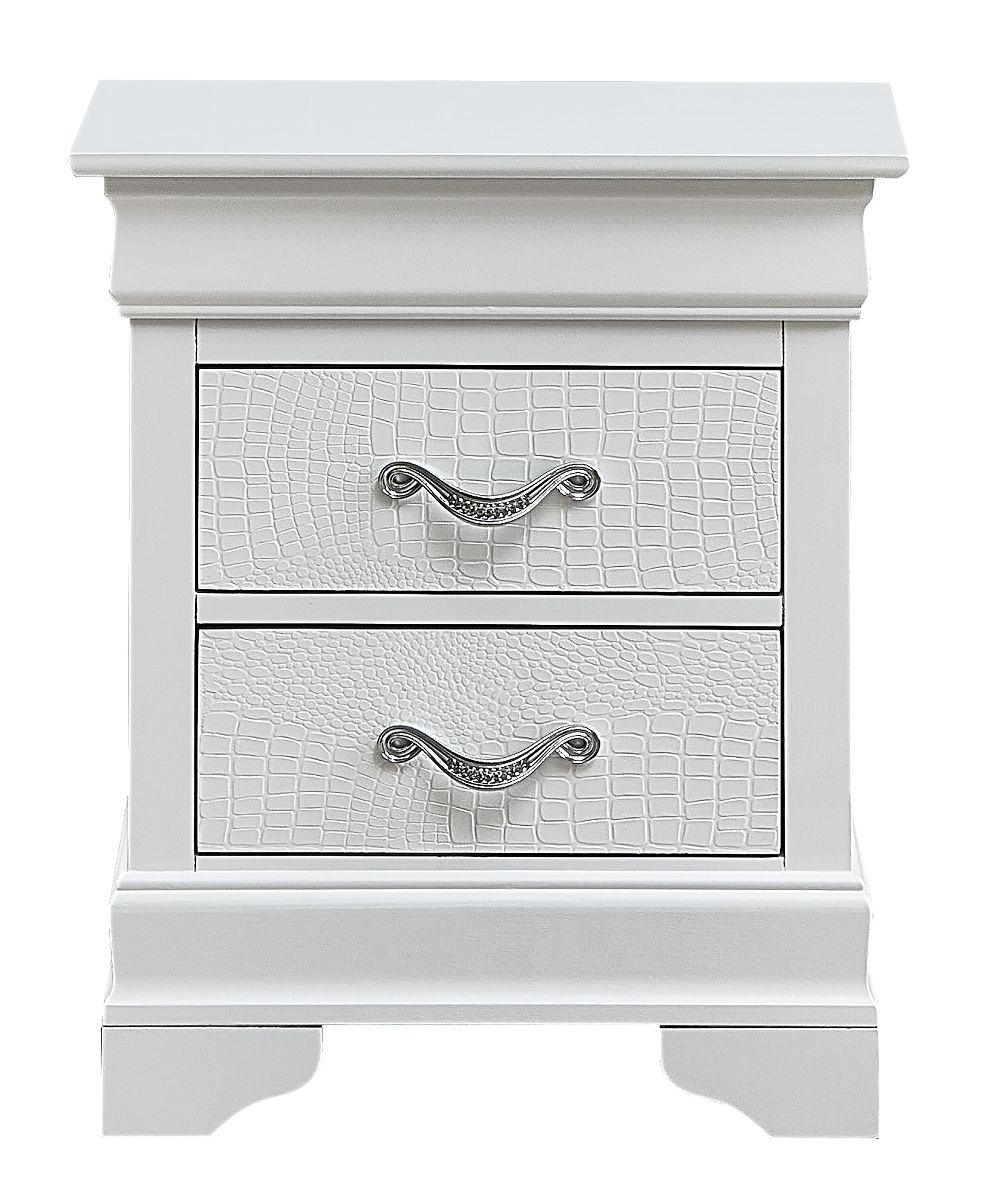 Blisstyle Elegant Transitional Nightstand in Silver Champagne Modern ...