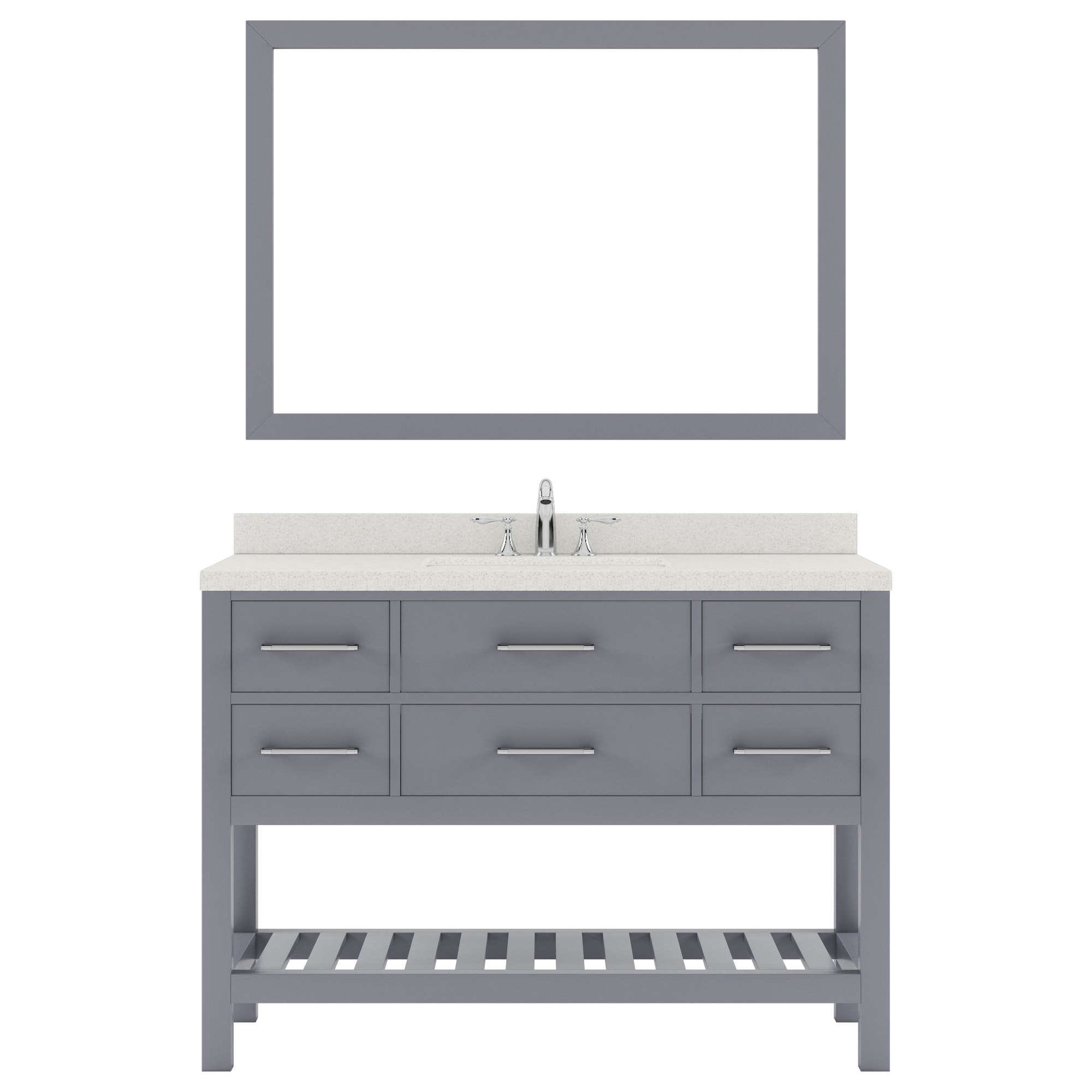 Virtu USA MS-2248-DWQSQ-GR-002 Caroline Estate 48-in Gray Undermount Single Sink Bathroom Vanity with Dazzle White Quartz Top (Mirror and Faucet Included)