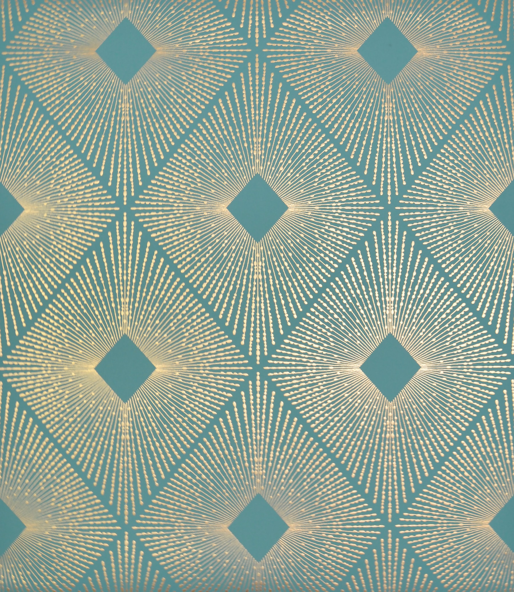 Teal and Gold Geometric Non-Woven Wallpaper