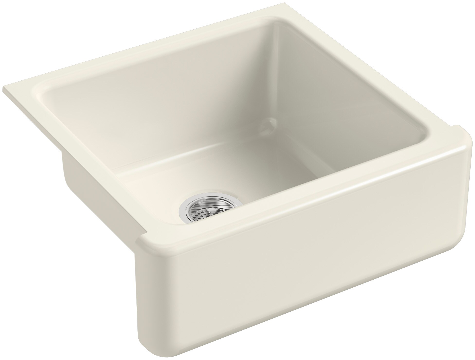 KOHLER Whitehaven Farmhouse/Apron-Front Cast Iron 23.5 in. Single Bowl Kitchen Sink in Biscuit