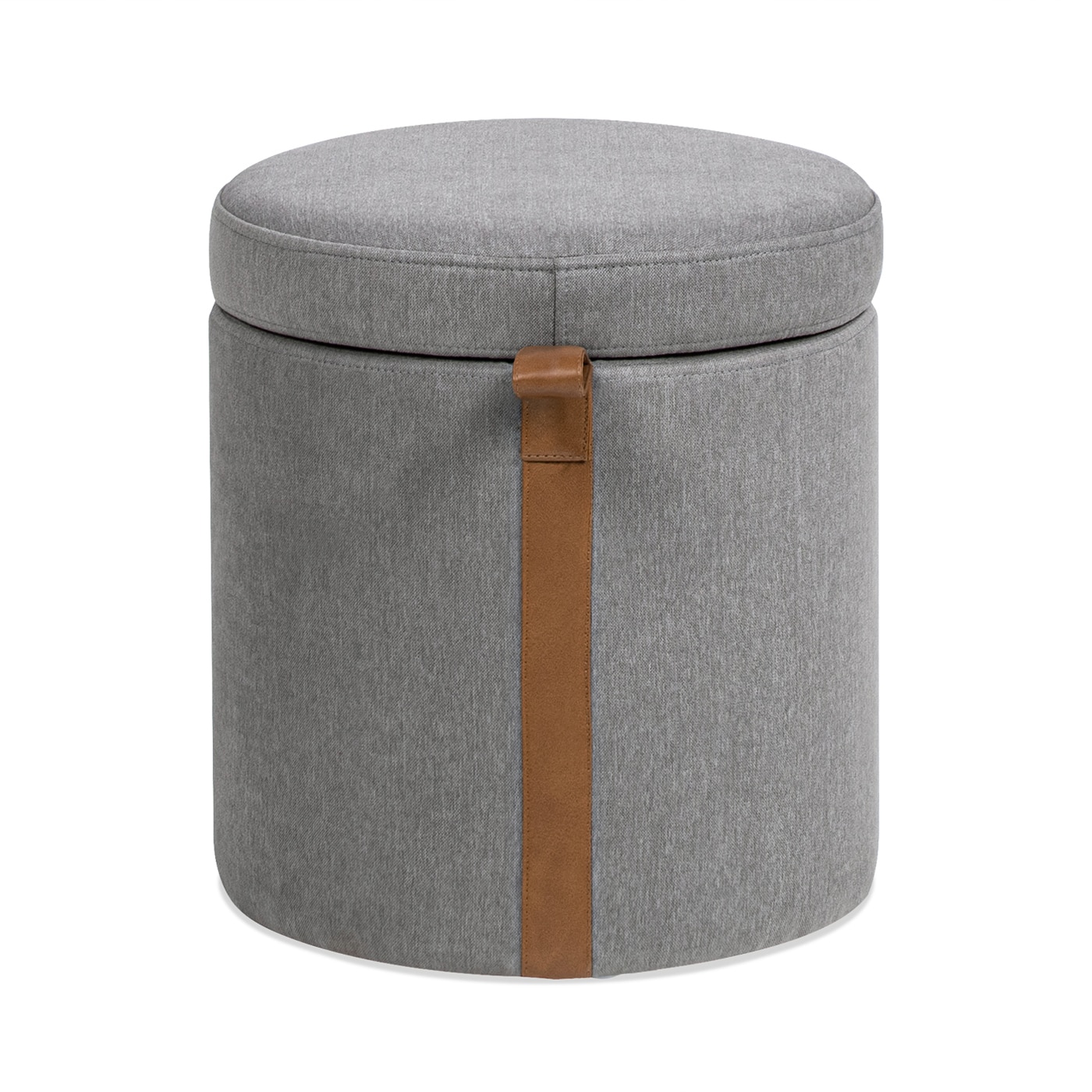 Jennifer Taylor Home LD015U023-84670 Brandy Modern Uptown Gray Stain Resistant Polyester Round Ottoman