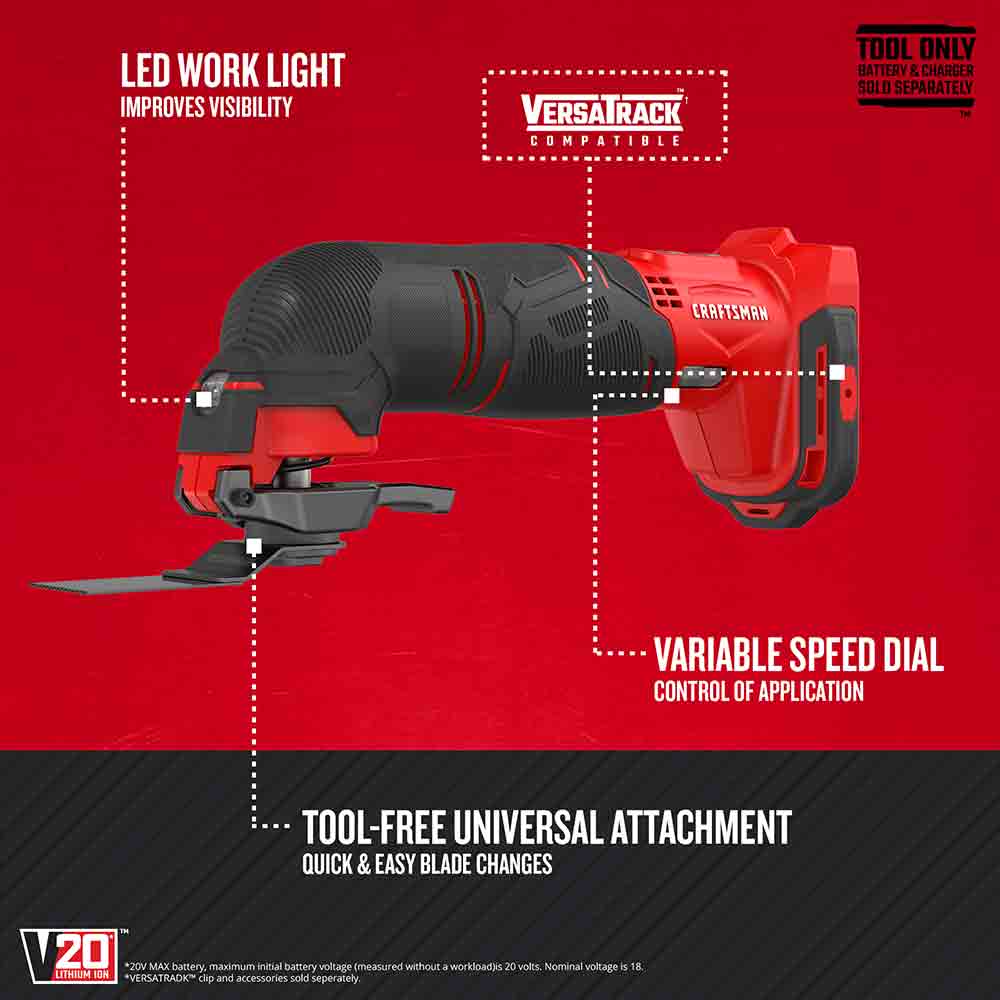 CRAFTSMAN V20 Cordless 20-volt Max Variable Speed 12-Piece Oscillating Tool  Kit in the Oscillating Tool Kits department at
