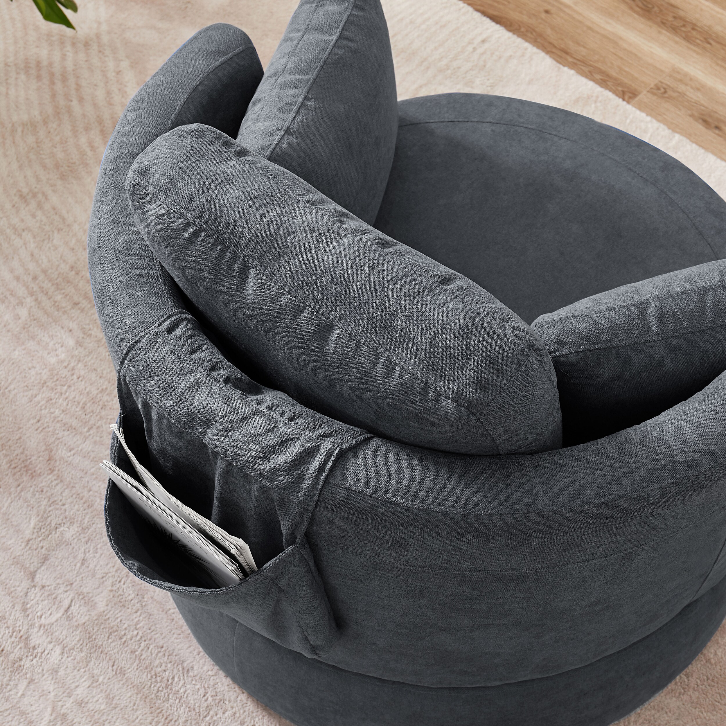 charcoal barrel chair