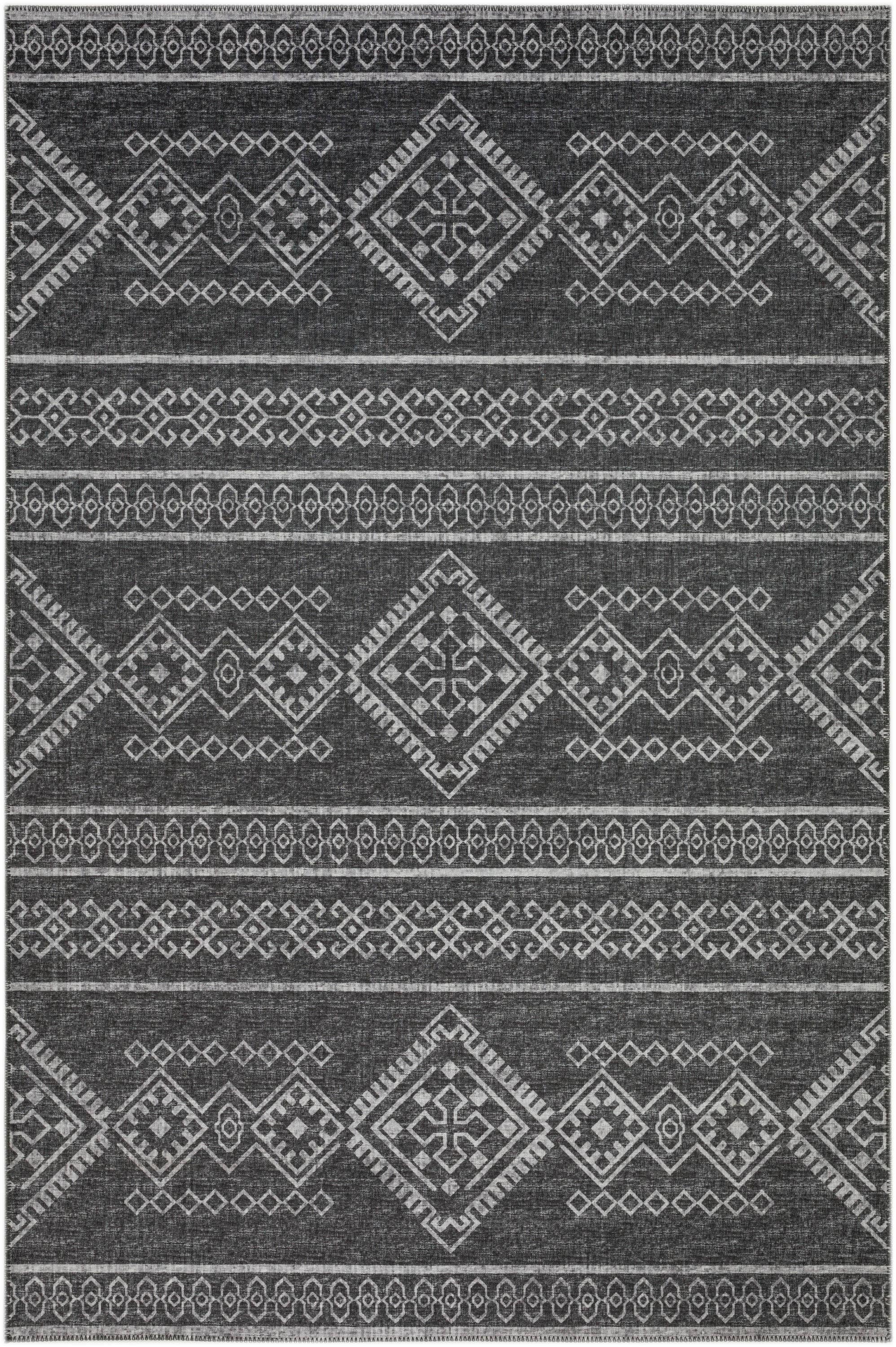Addison Rugs AYU44GR5X8 Yuma 5 x 8 (ft) Chenille Gray Rectangular Indoor/Outdoor Geometric Southwestern Machine washable Area rug