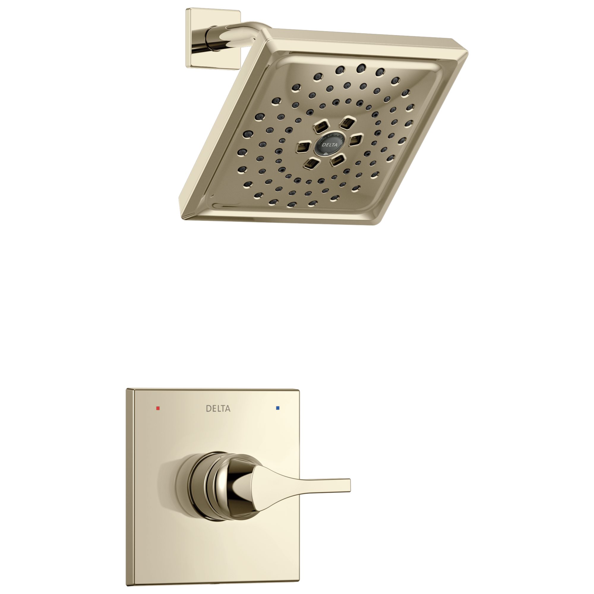 Delta T14274-PN Zura Polished Nickel 1-handle Multi-function 7.6875-Inches Square Shower Faucet with Valve