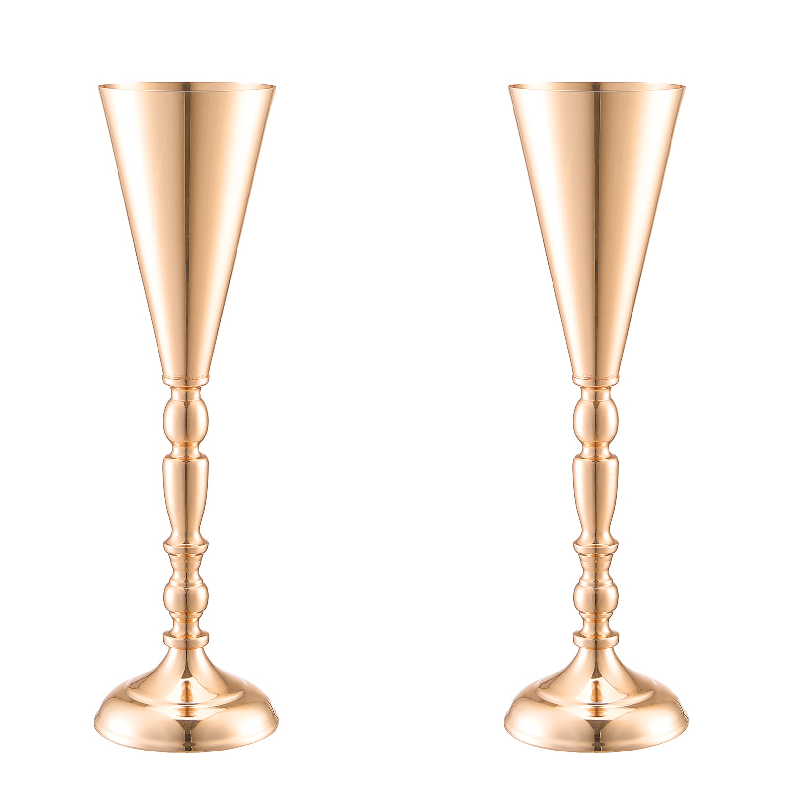 GIVIMO 10-Pack 16.9-in Tall Gold Trumpet Wedding Flower Vase Stand Carbon Steel #LW047GIVSS488