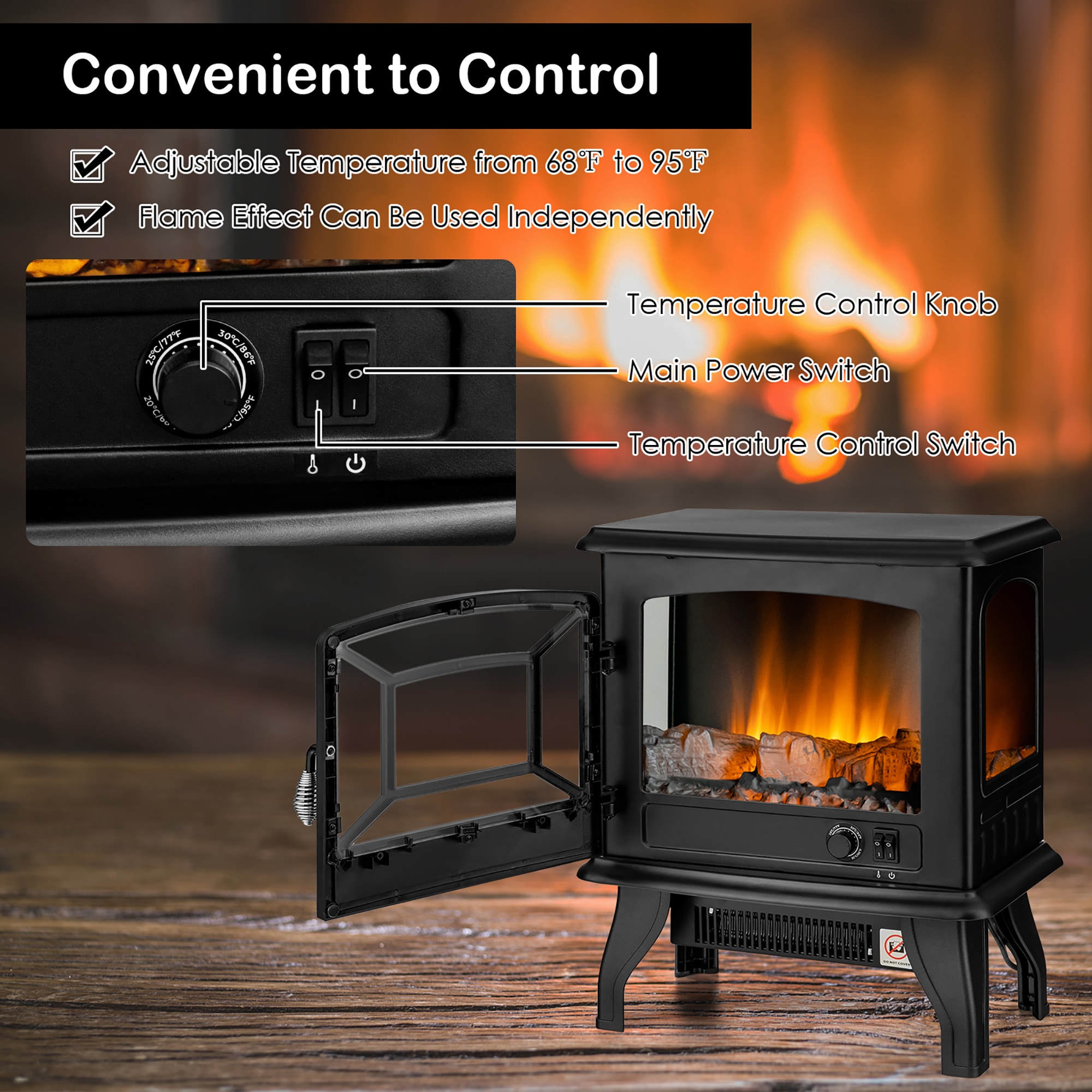 Goplus FP10057US-BK Electric-Fireplaces - View #3