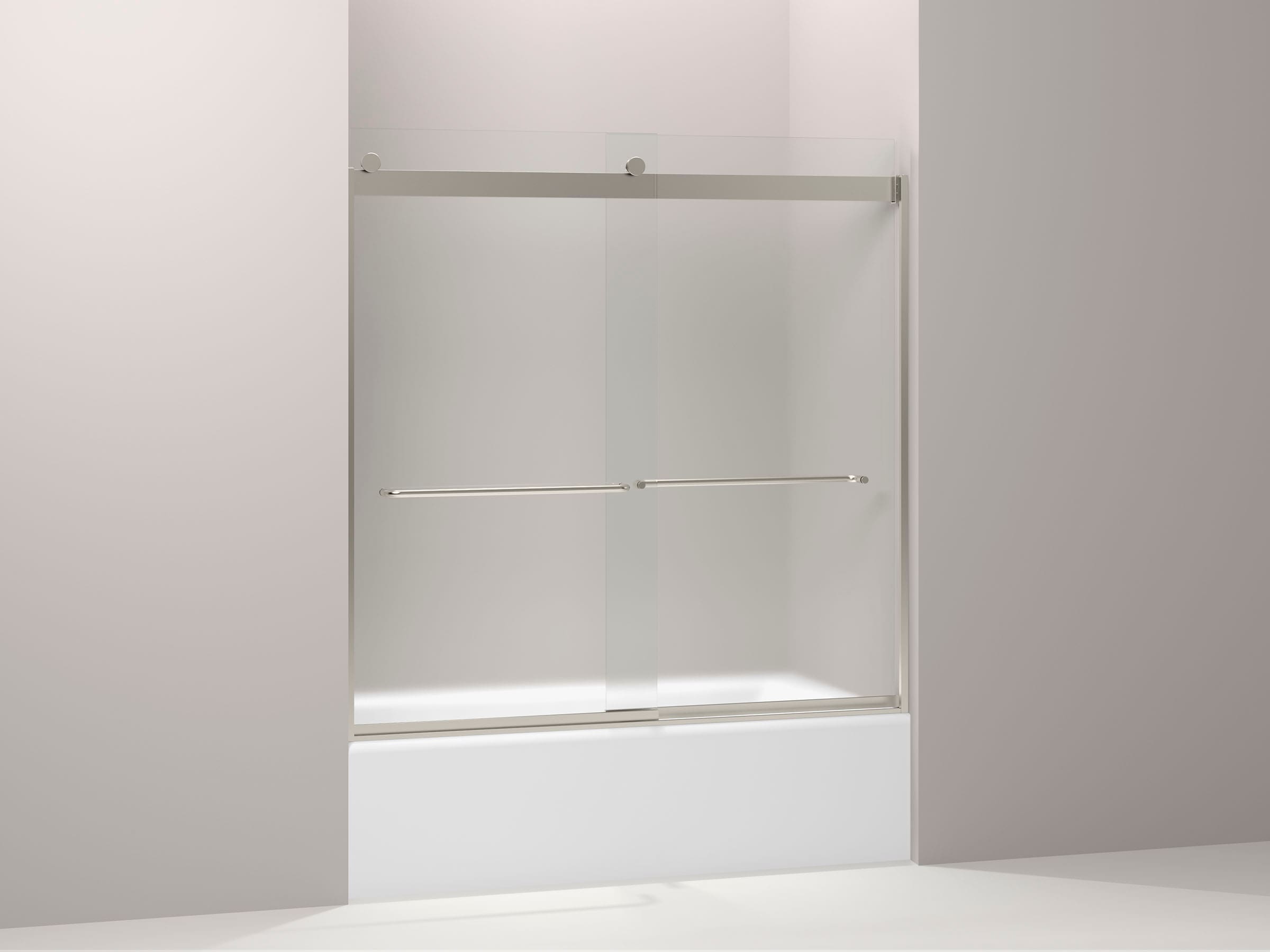 KOHLER 706006-D3-MX Levity Matte Nickel 56-in to 60-in W x 59.75-in H Frameless Bypass Sliding Bathtub door