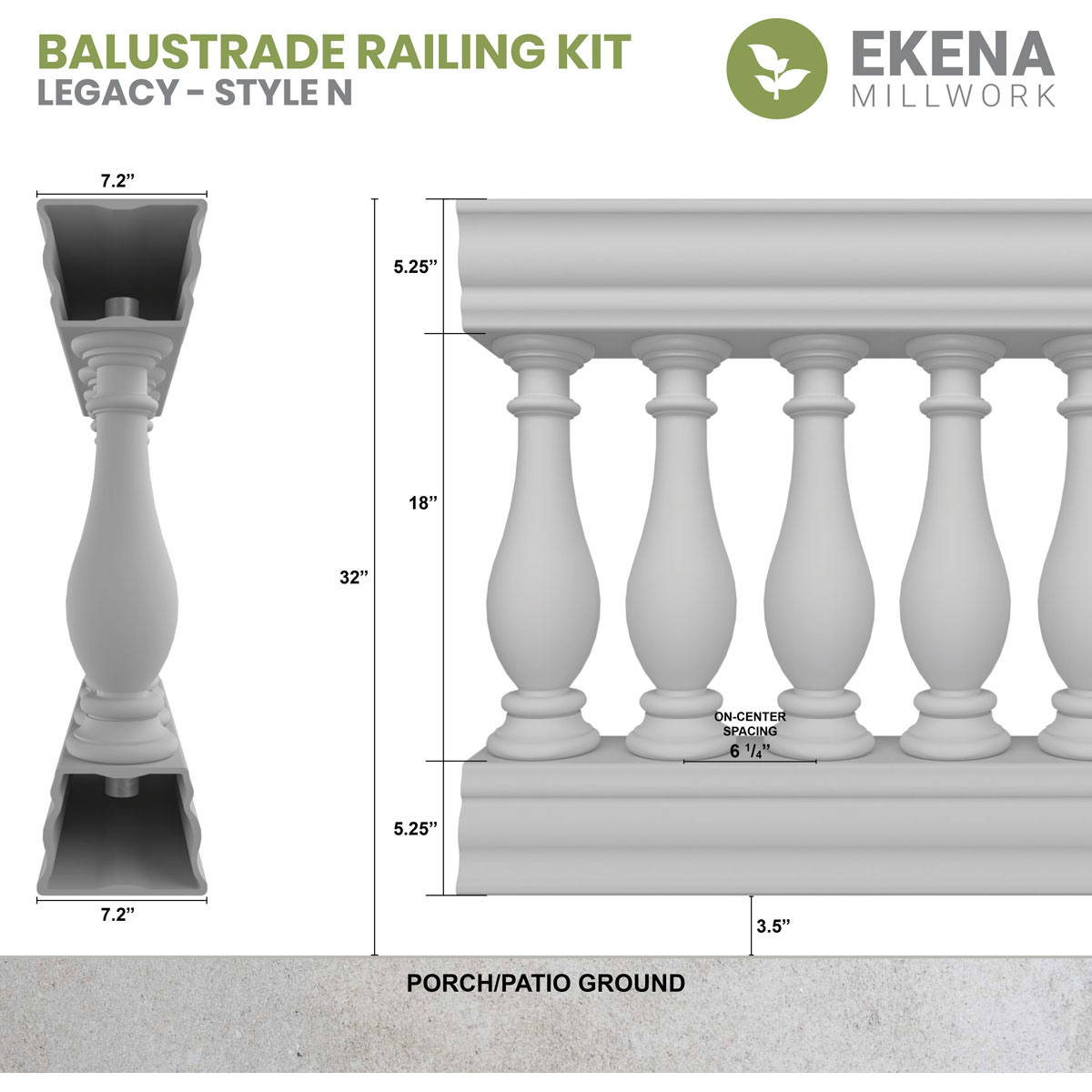 Ekena Millwork BALK32X024LGN railings - View #2