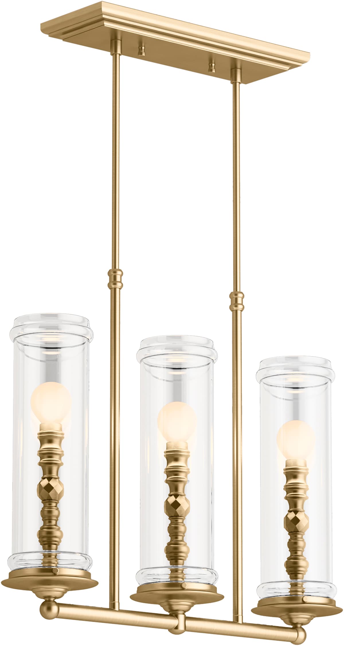 KOHLER 23344-CH03-BGL Damask 3-Light Moderne Brushed Gold Traditional Damp Rated Chandelier