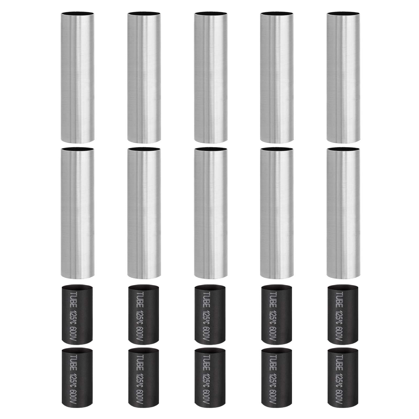 PATIKIL 3.5inch Tall Candle Covers Sleeves 10pcs Metal E12 Chandelier Socket Sleeves with Insulation Heat Shrinkable Flame Retardant Tube Bulb Light Base Holder for Lamps Chrome