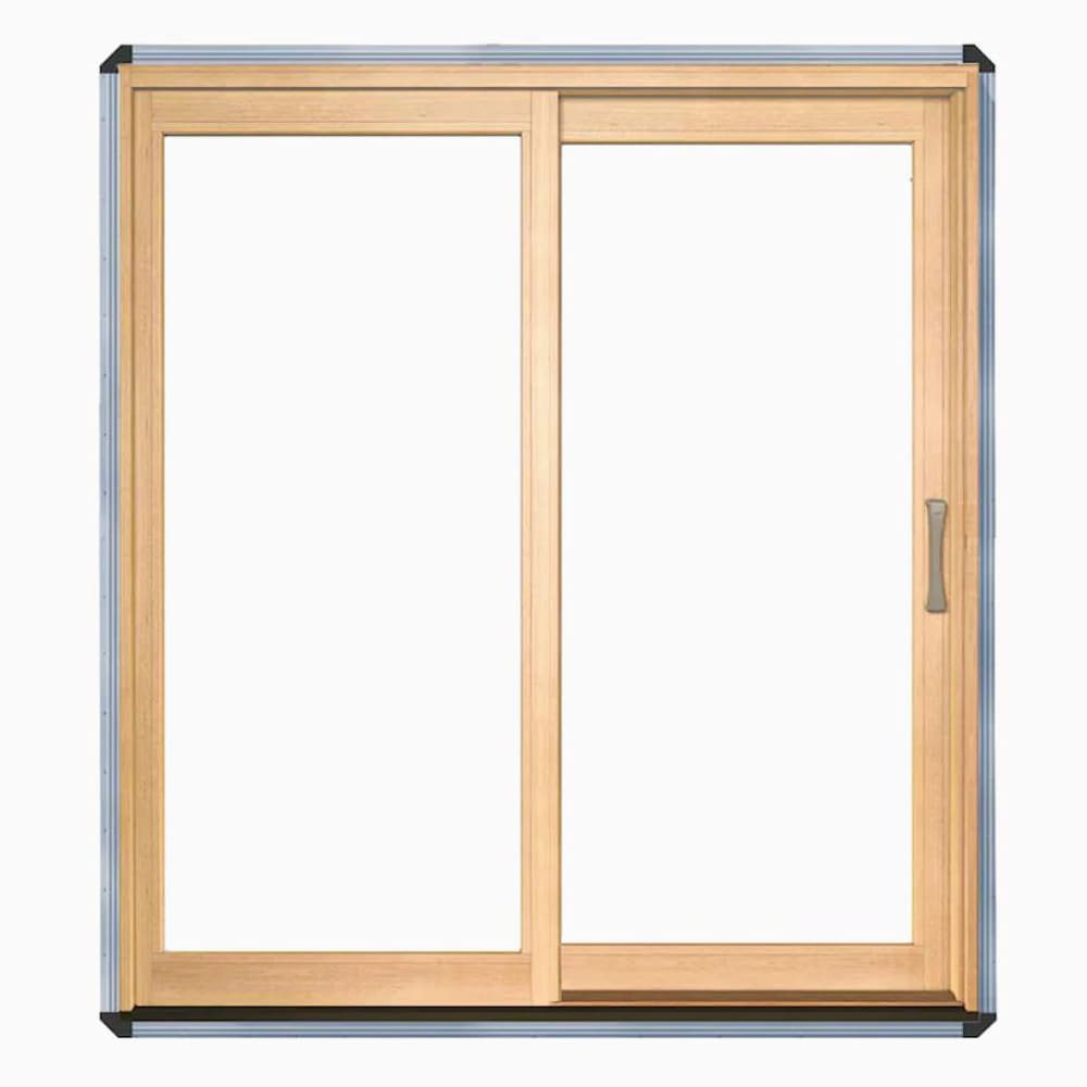 Lifestyle 72-in x 80-in Dual-pane White Wood Sliding Left-Hand Sliding Double Patio Door | - Pella 1000006096