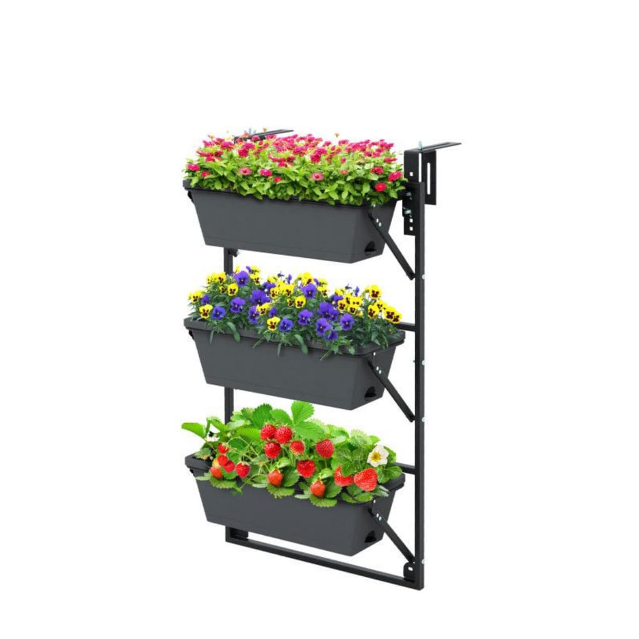 AHIOU HOME ZAAHD-HQ58KYPP Rectangle 16.5-in W Large Black Mixed/Composite Contemporary/Modern Indoor/Outdoor Wall planter with Drainage Holes Stand Included