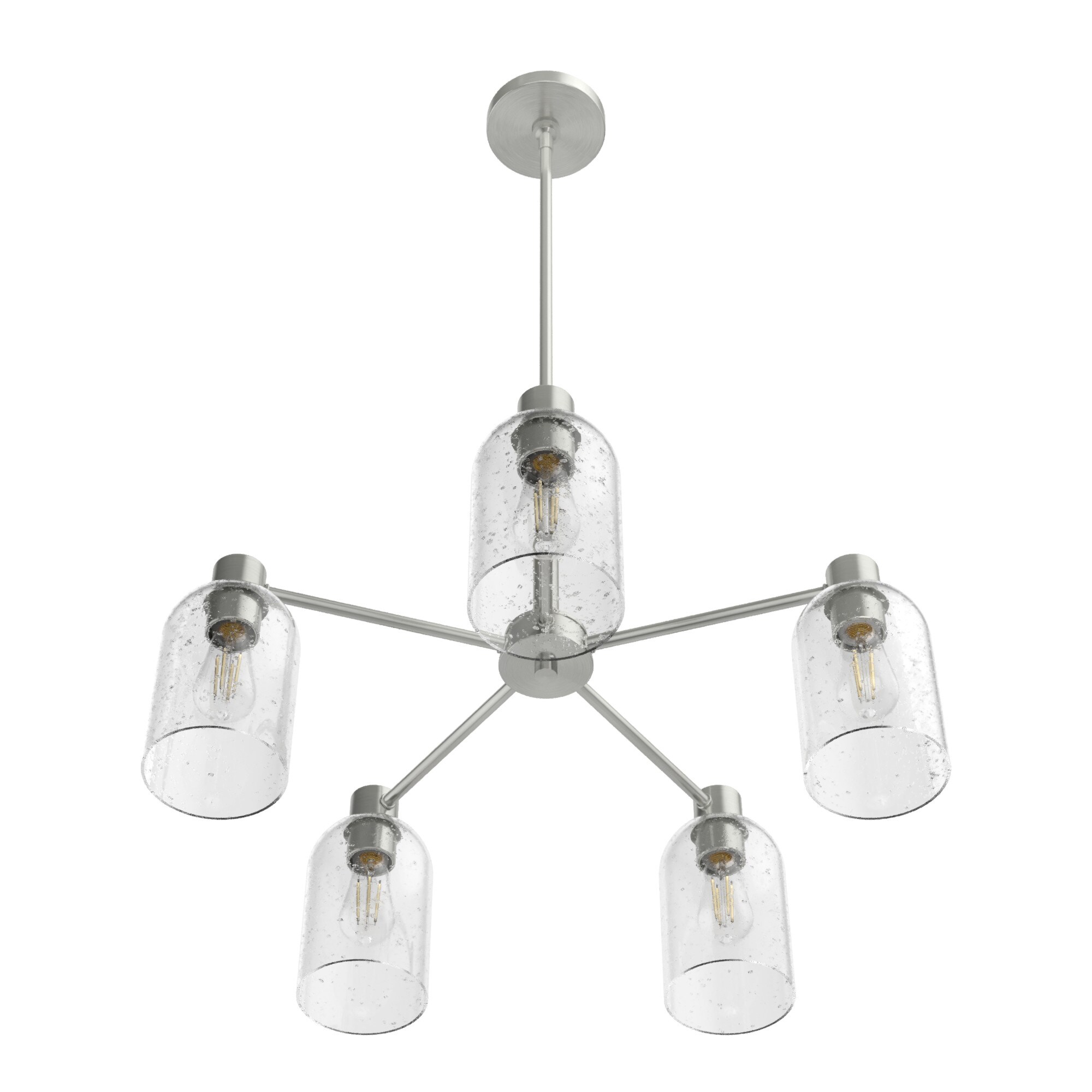 Lochemeade 5-Light Brushed Nickel Seeded Glass Chandelier