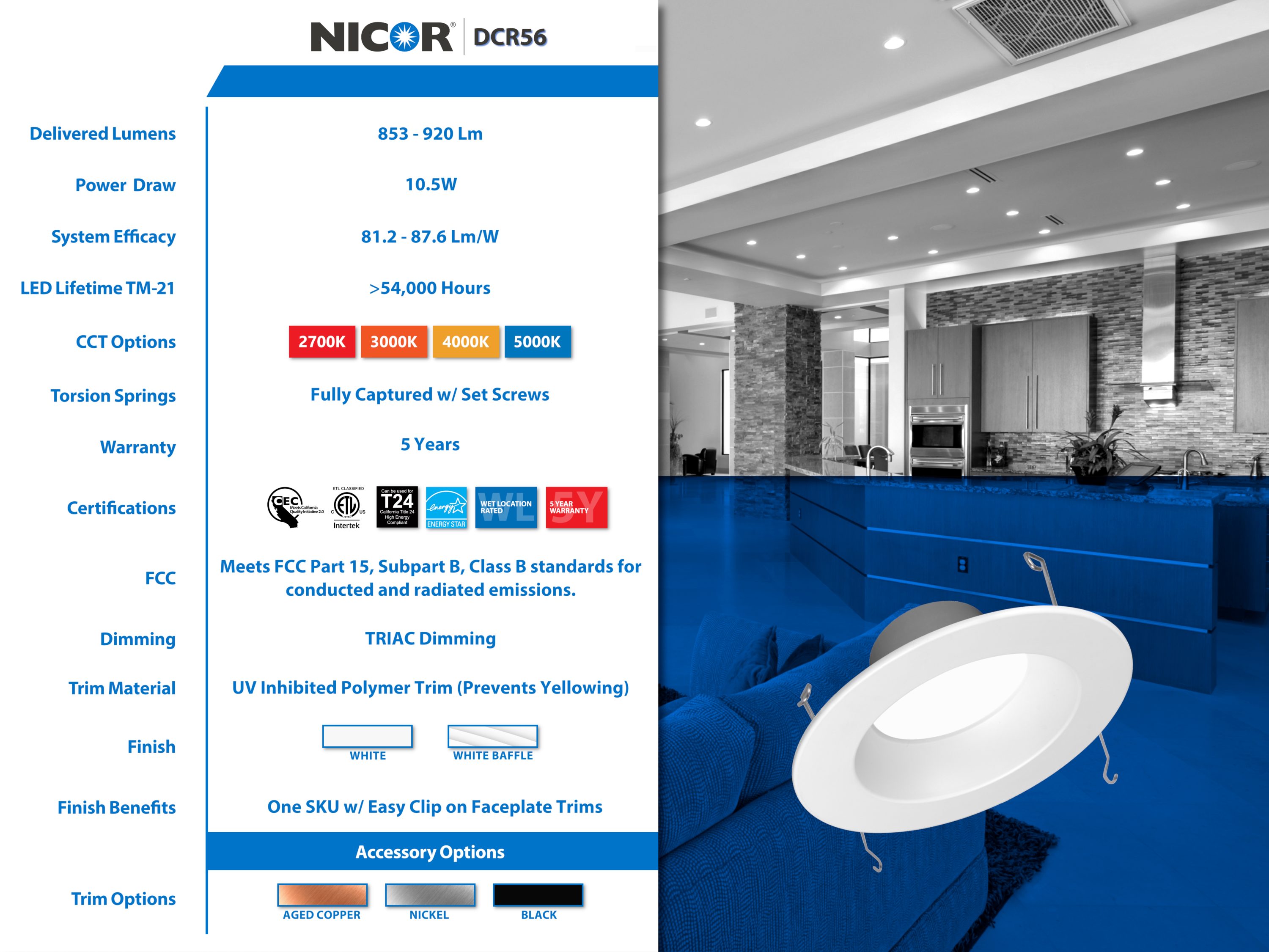 Nicor Lighting DCR561081205KWH Led-Retrofit-Downlight - View #7