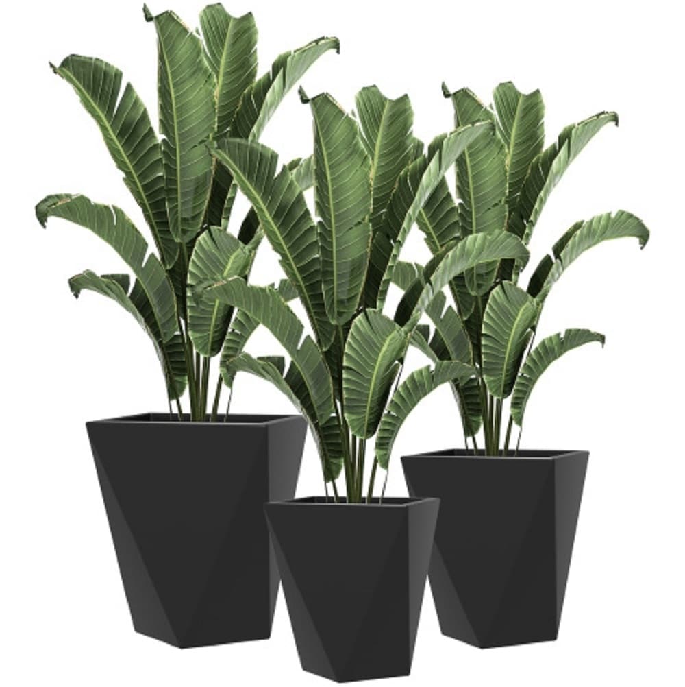 ZAKLOOP WU2225P174498 Rectangle 15.25-in W Large Gray Plastic Outdoor Planter with Drainage Holes