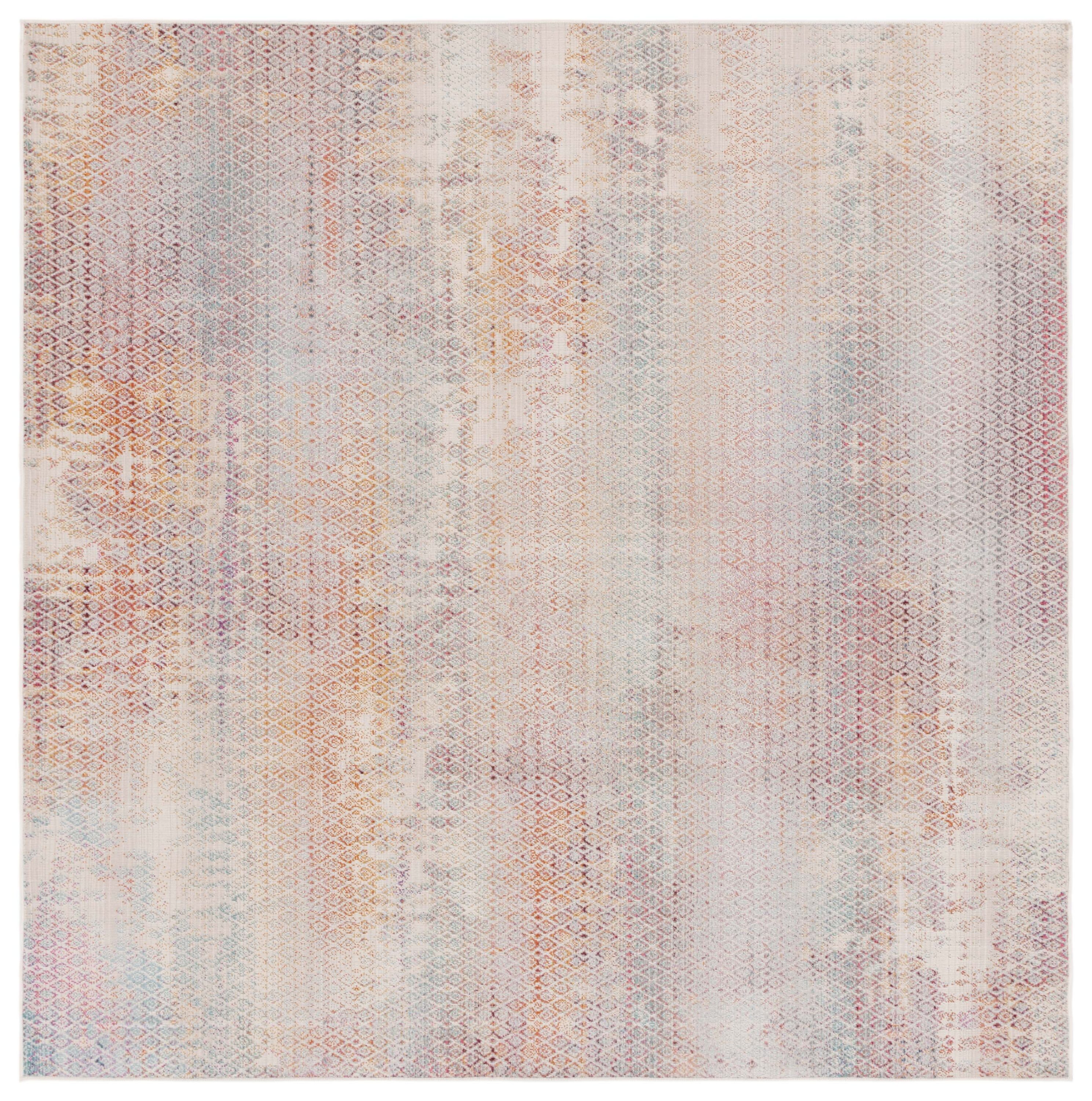Safavieh RBW658N-7SQ 7 x 7 (ft) Loomed Polypropylene Navy/Rust Gold Square Indoor/Outdoor Abstract Mid-Century Modern Area rug