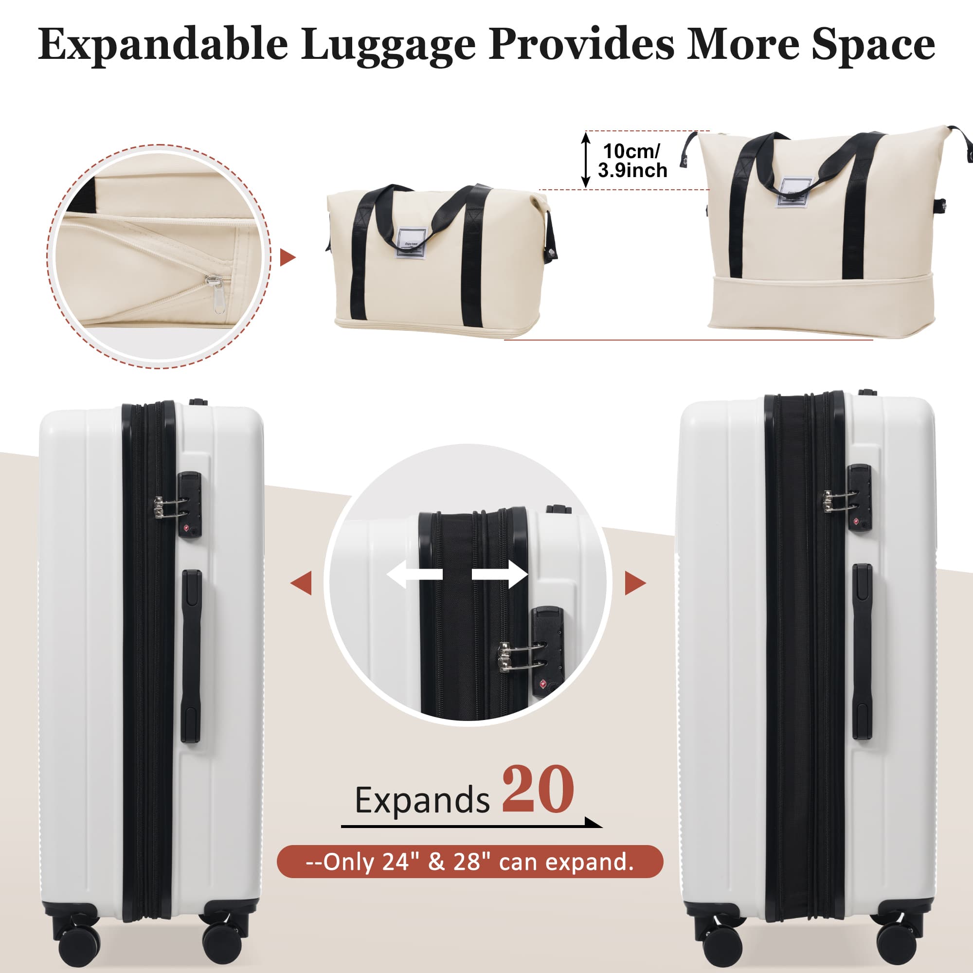 Vynxaria 5 Piece Hardside Luggage Set with Half Opening Front ...