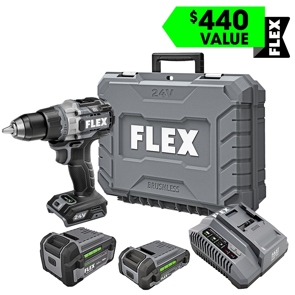 FLEX 24-volt 1/2-in Brushless Cordless Drill (2-Batteries Included, Charger  Included and Hard Case included) at