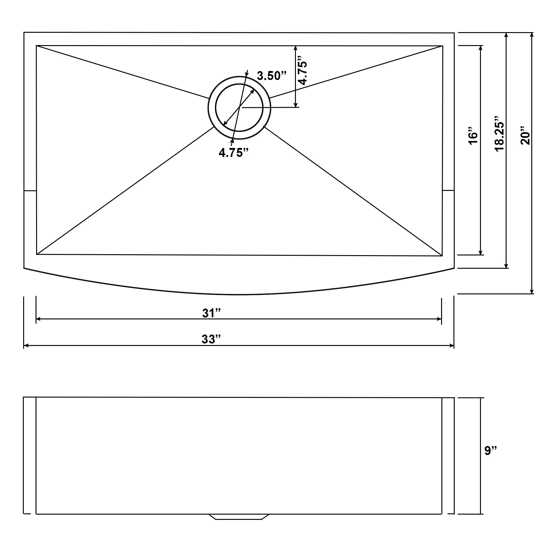 Matte Black Stainless Steel Farmhouse Kitchen Sink with Faucet