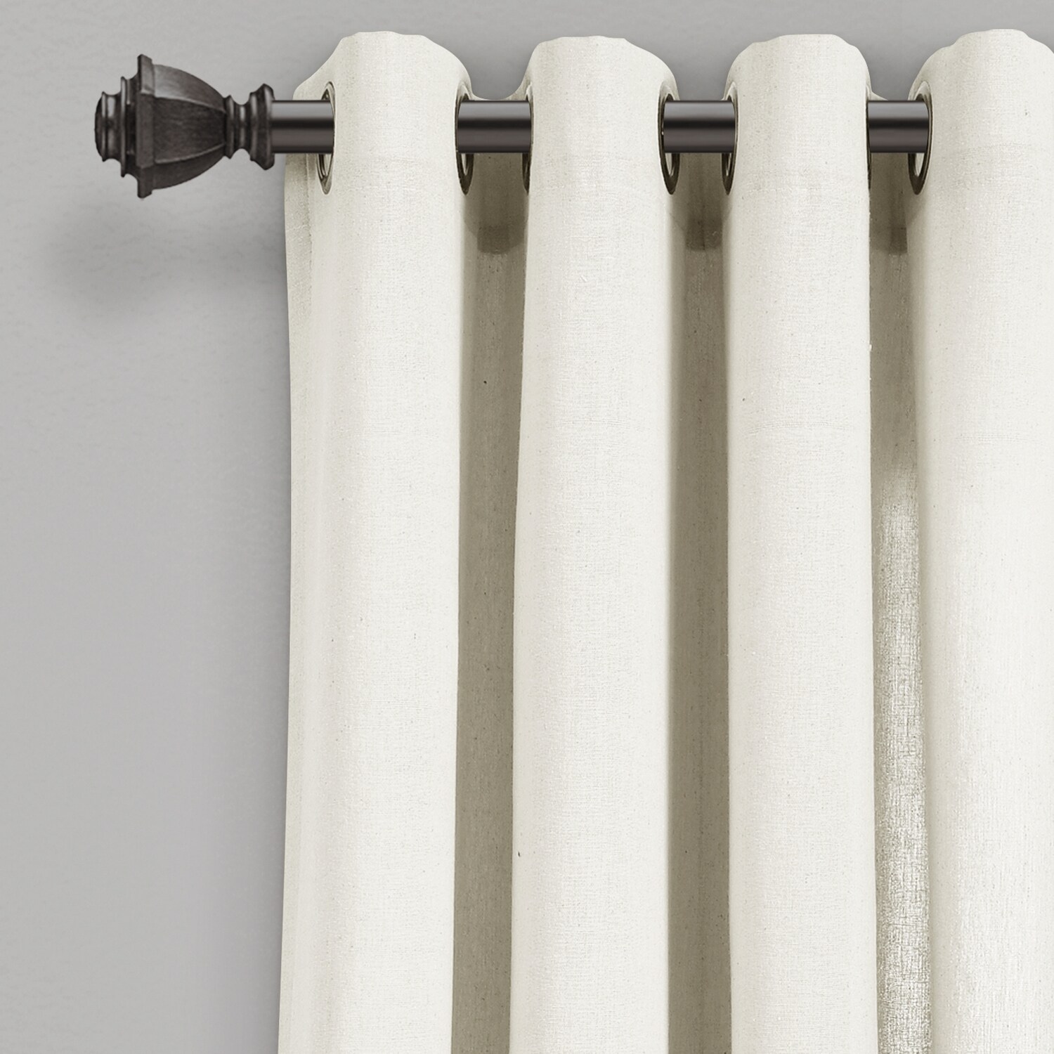 Light Linen Cotton Blend Grommet Window Curtain Panels