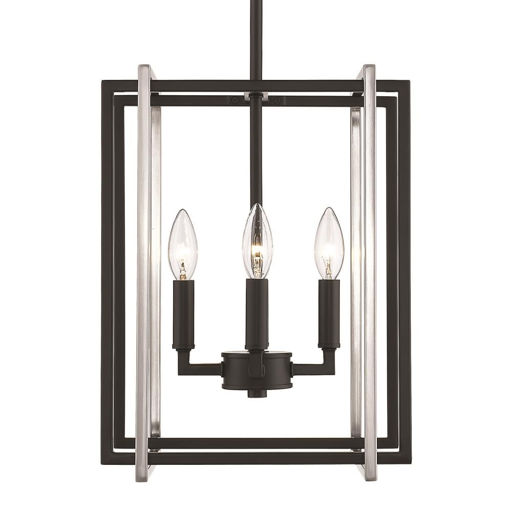 Golden Lighting 6070-4 BLK-PW Tribeca 4 -Light Oil-rubbed Black Modern/contemporary Cage For Use in Bedrooms, Dining Rooms, Foyers, Kitchens, Living Rooms Chandelier