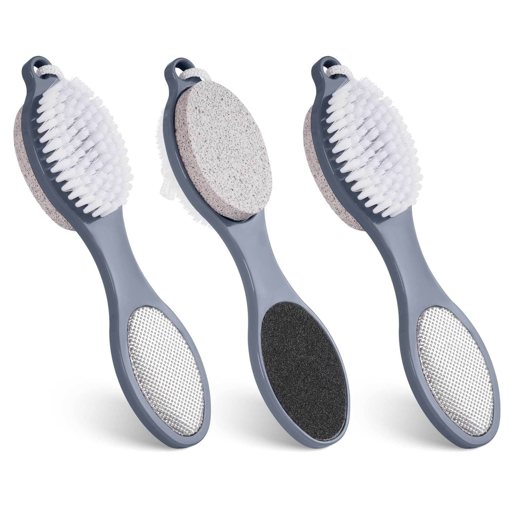 Ahfiwaso 3 pcs 4 in 1 foot brush kit for shower use with pumice stone foot rasp sandpaper and scrubber double sided pedicure tool removes dead skin #LAH0628H063