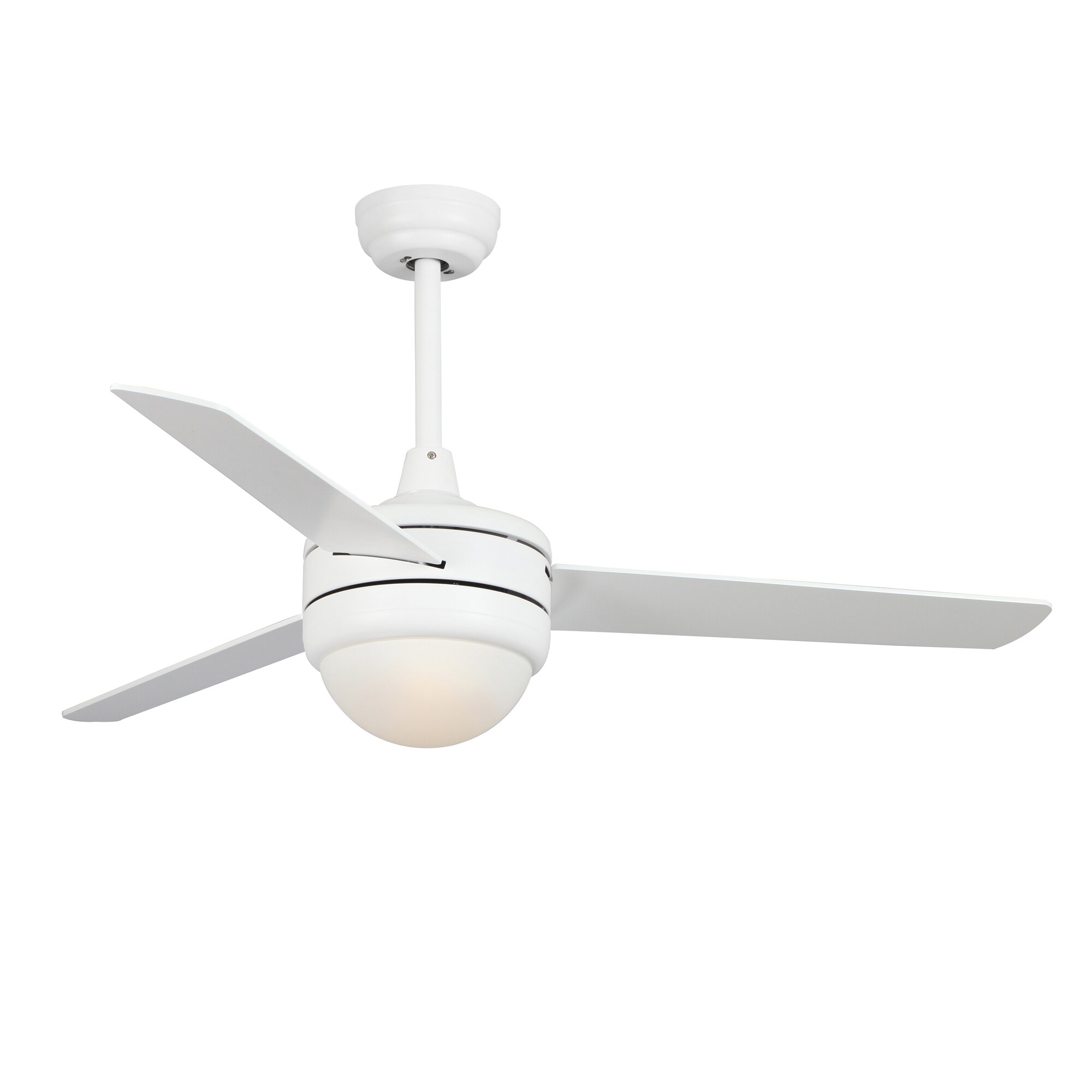 ExBrite DICF0080 50-Inches Matte White with Matte Blades Color-Changing Integrated LED Fixture Indoor Downrod mount Standard Ceiling Fan With Light and Remote ( 3 -Blade)