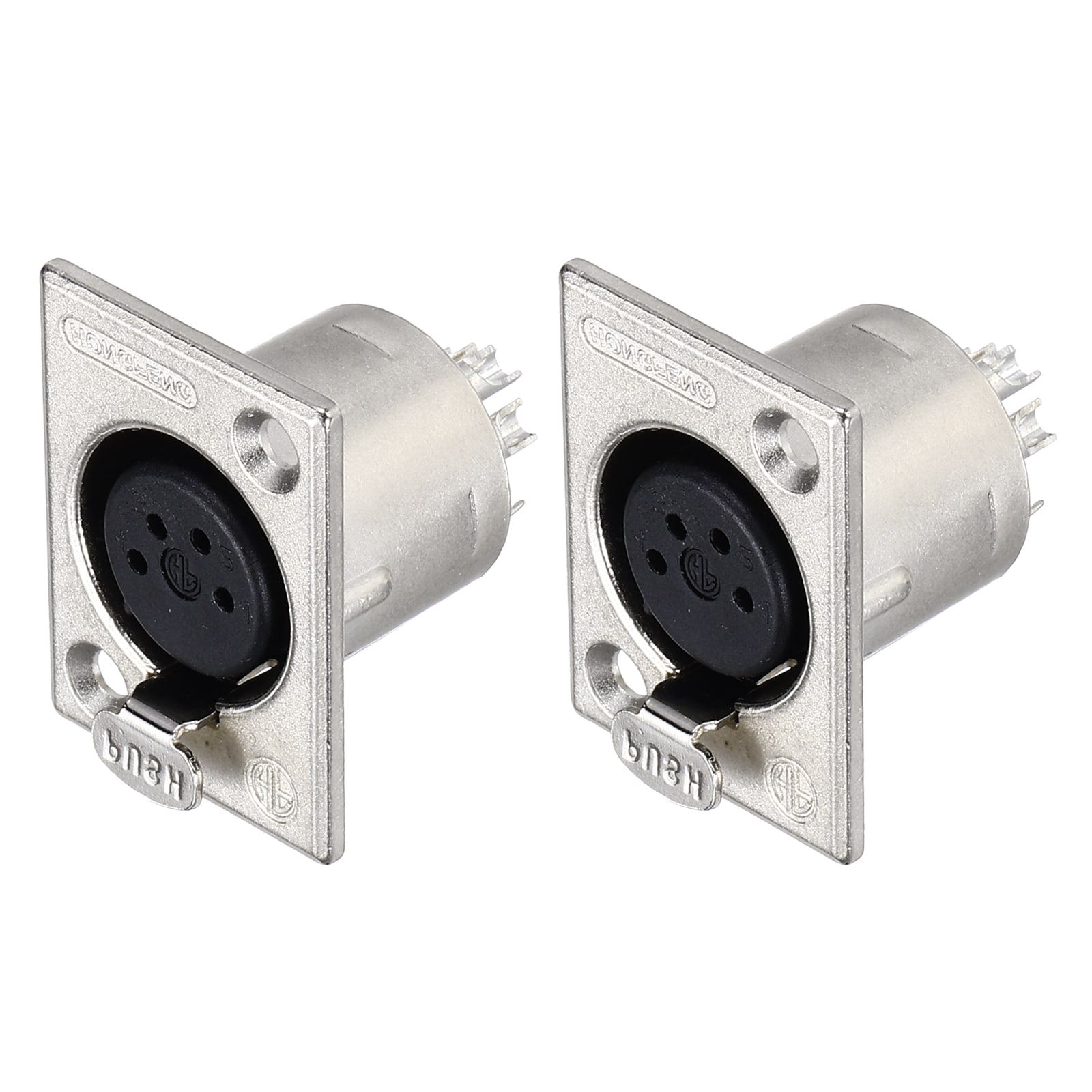 Unique Bargains 2pcs 4-Pin XLR Female Jack Panel Mount Silver Tone YL3070-1-4P
