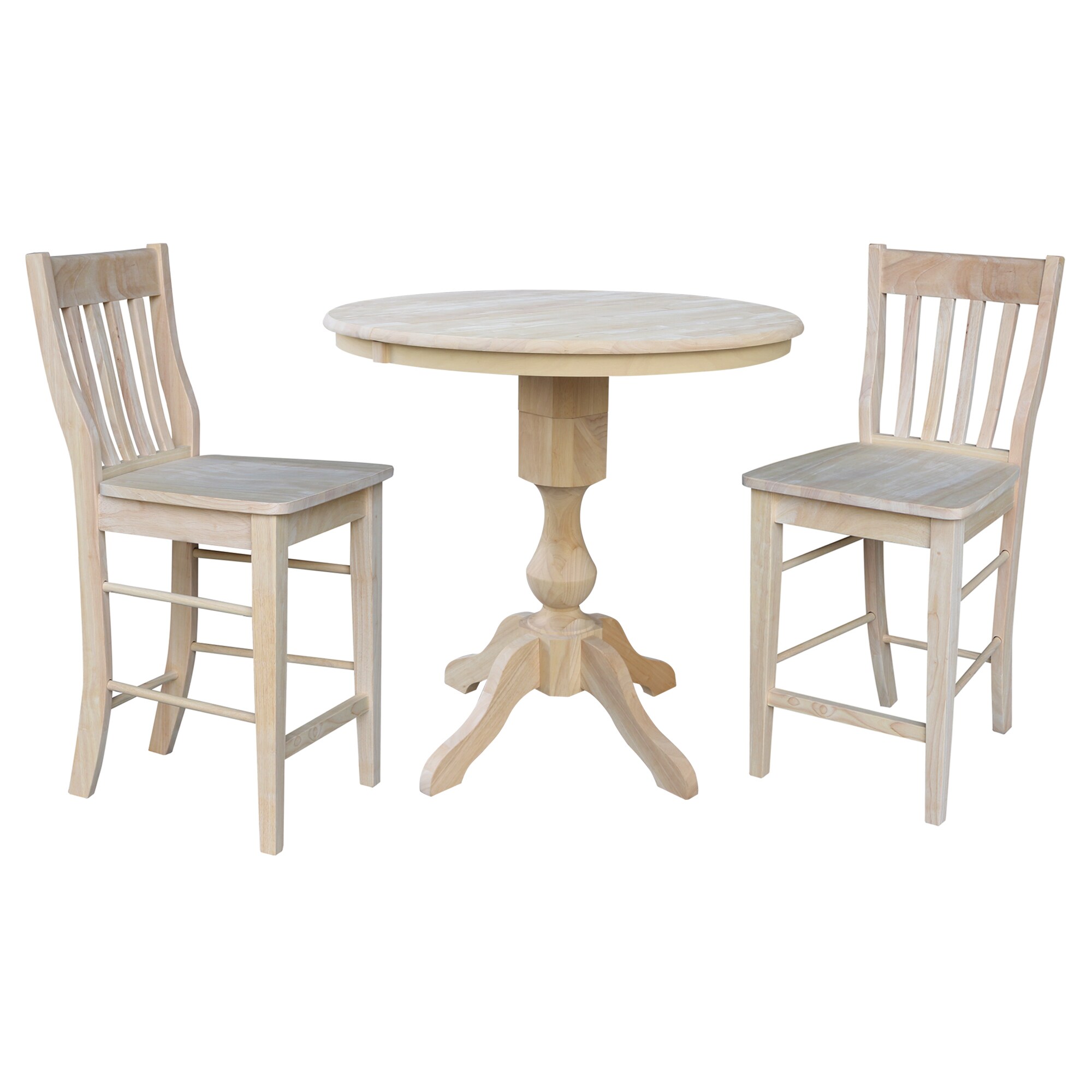 International Concepts K-36RXT-11P-S6162-2 Natural Traditional Dining Room Set with Round Table (Seats 4)