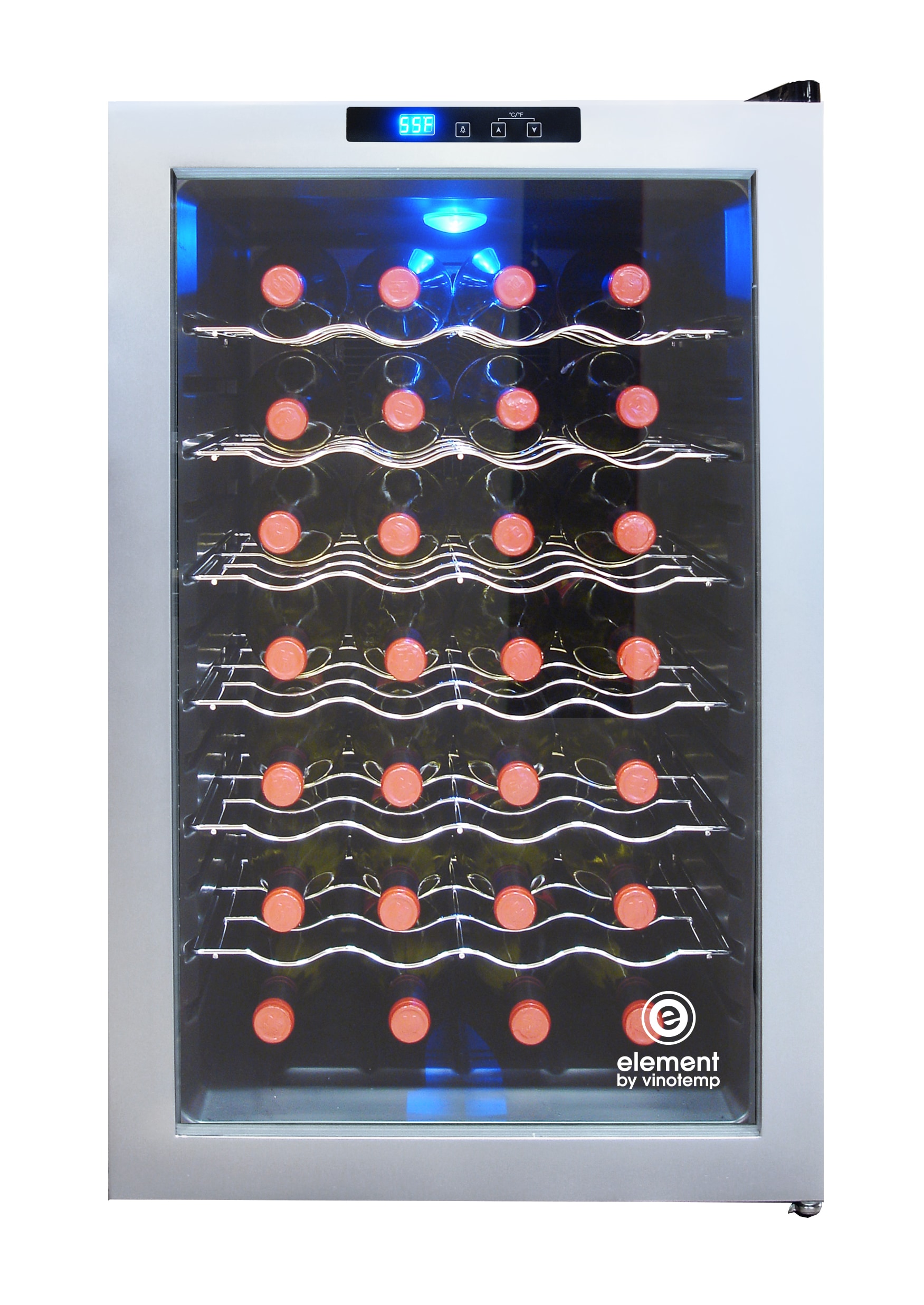 Vinotemp EL-28SILC 18.8-in W 28 -Bottles Black and Silver Freestanding Indoor Wine Cooler