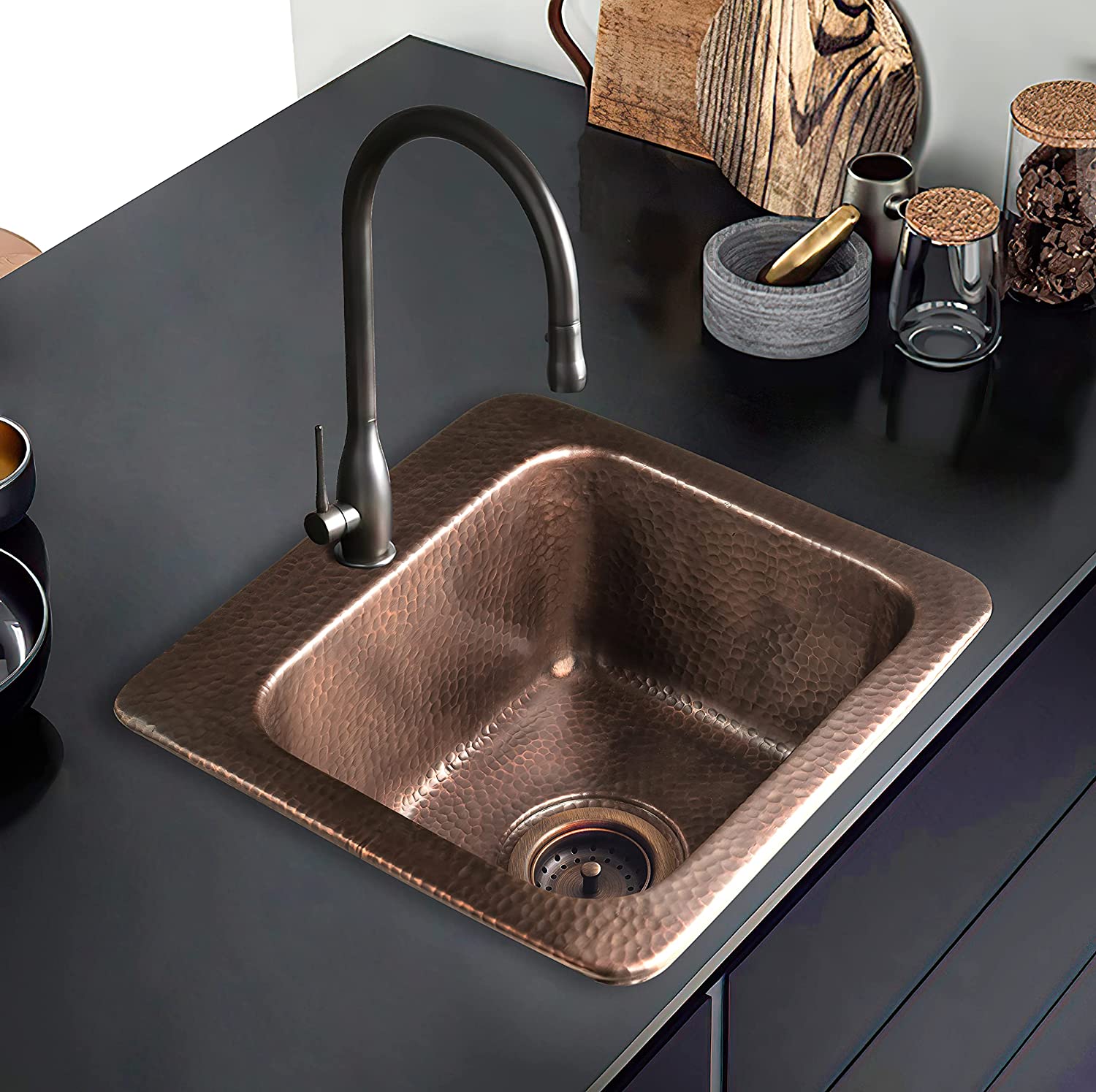 Monarch Abode Drop-In 15.1-in x 13.2-in Hand Hammered Copper 