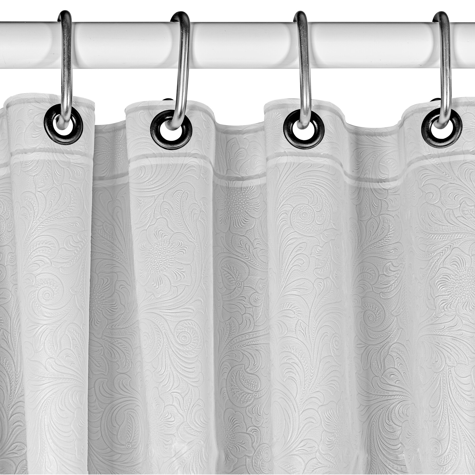 Moorefield LS422FWT 72-in W x 72-in L Flower White Floral Mildew Resistant EVA/PEVA Shower liner