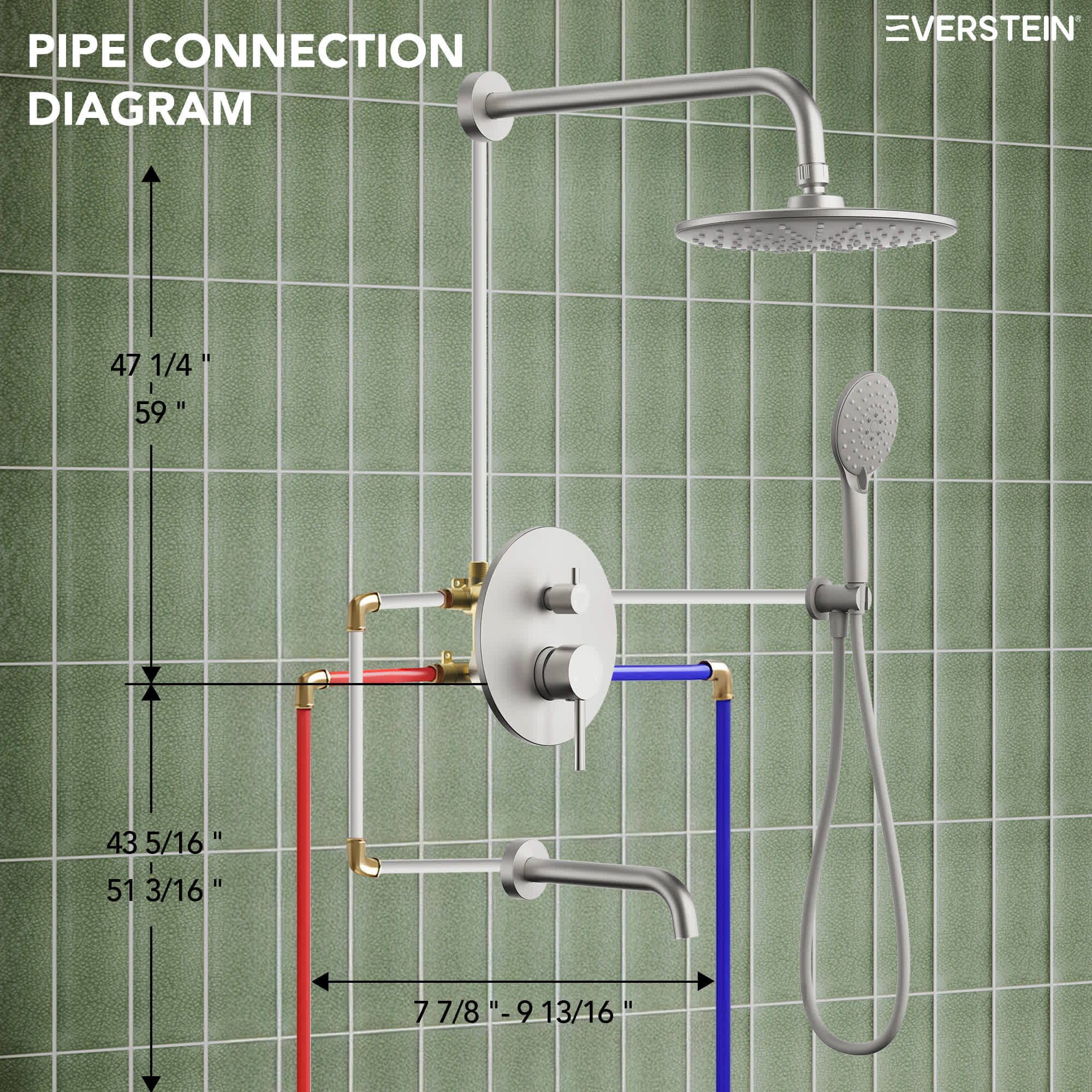 EVERSTEIN SFS-1076-NK9 Showerhead-Bar-Panels - View #12
