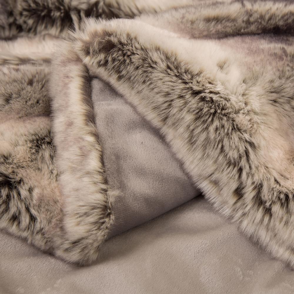 Glitzhome Luxury Faux Fur Throw/Blanket Gray - Cozy, Soft, Plush ...