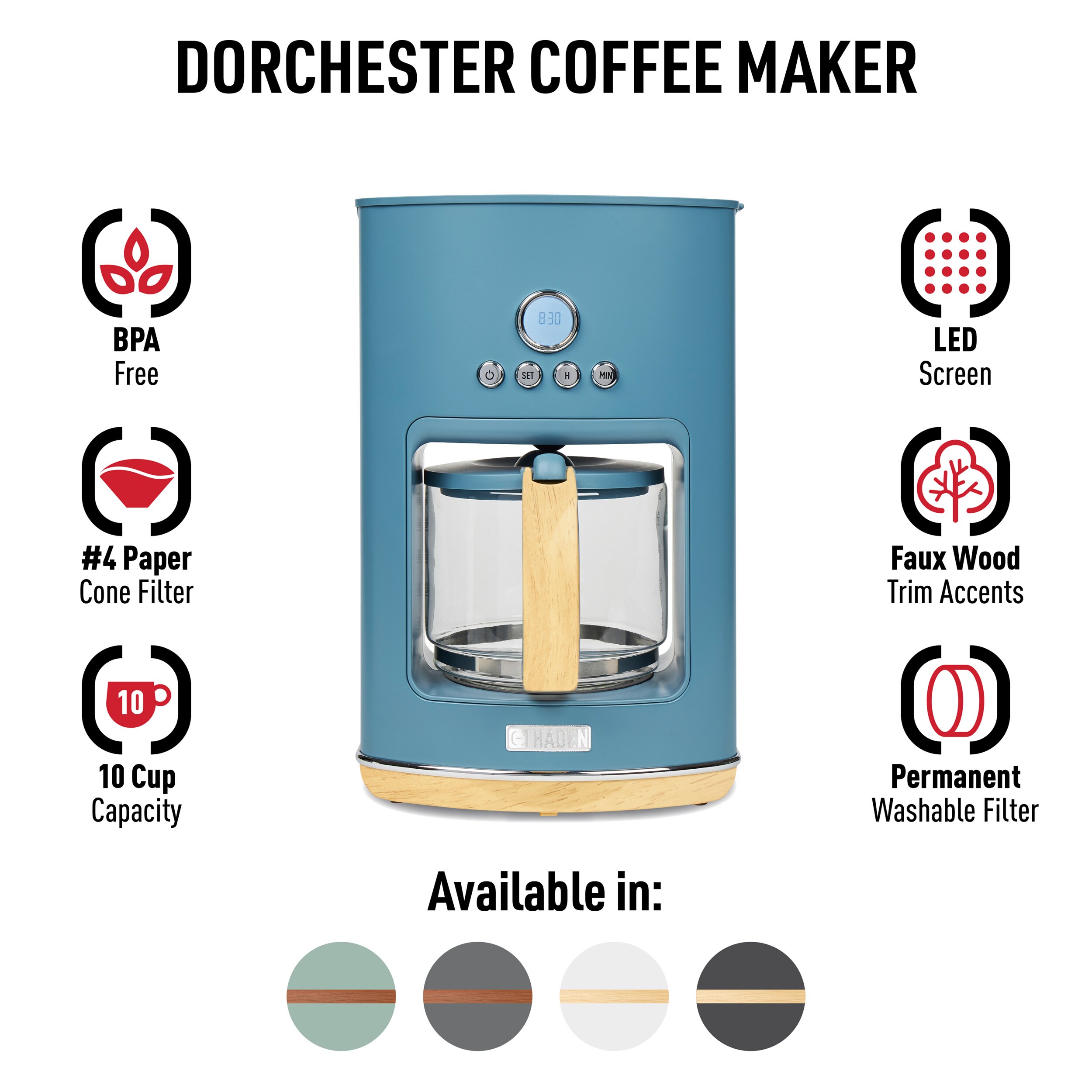 Haden Dorchester Coffee Maker in Silt Green 