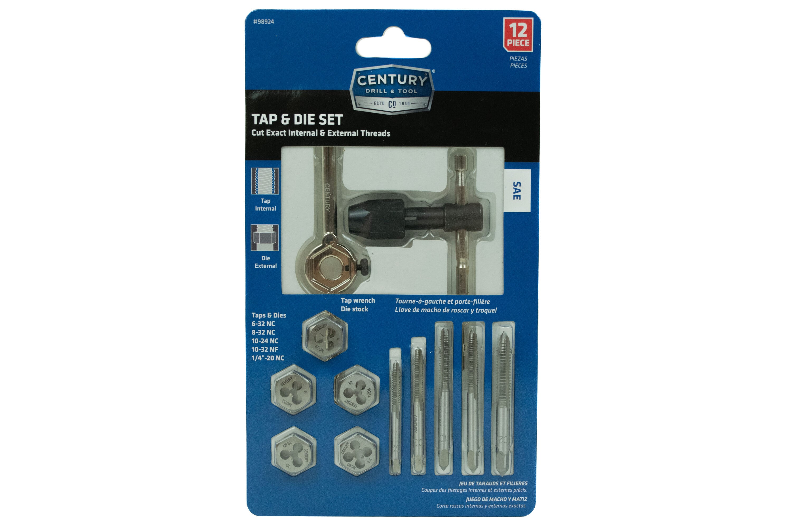 Century Drill & Tool 12 -Piece Standard (SAE) Tap and Die Set