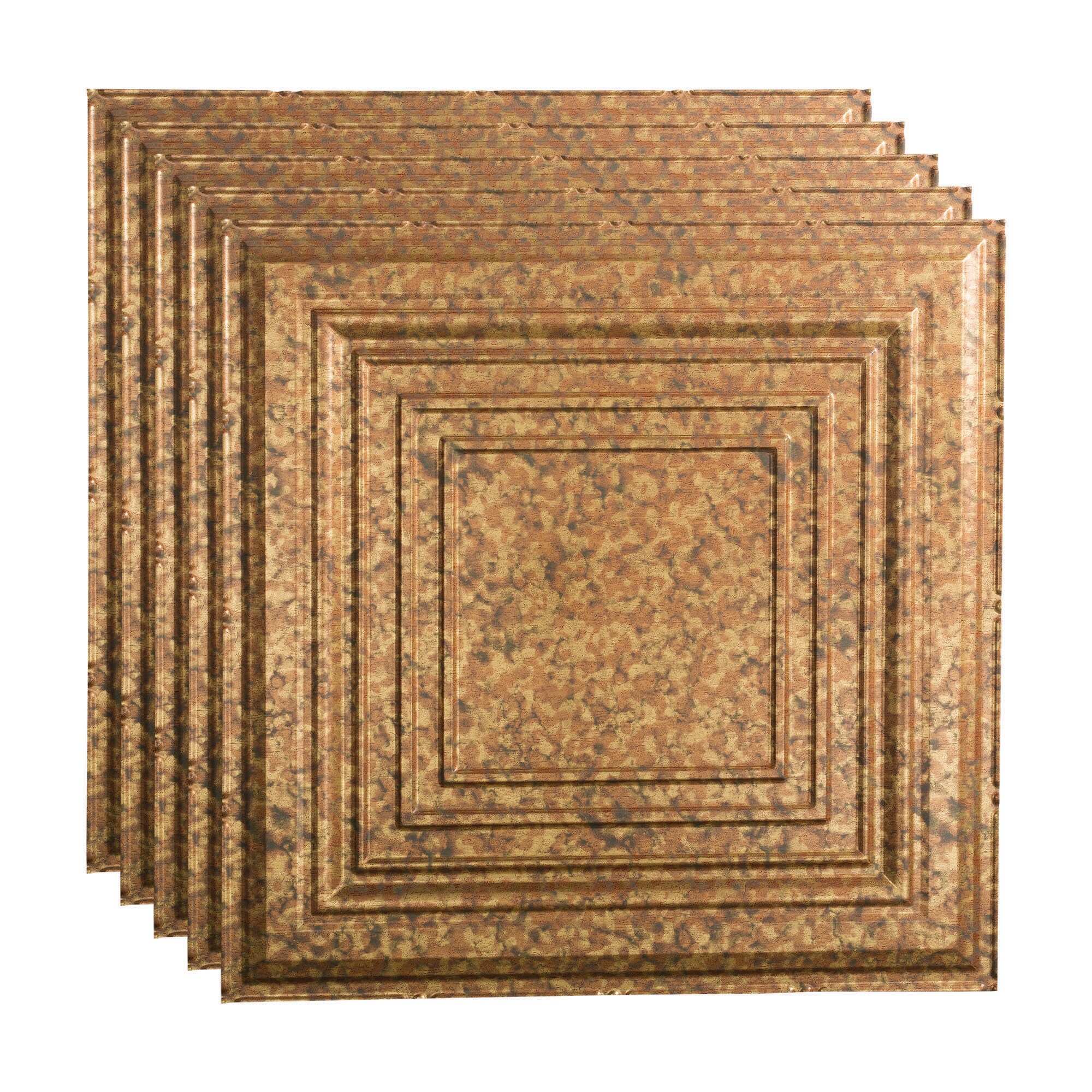 Fasade PL5419 2-ft x 2-ft Traditional 3 Cracked Copper PVC Drop Ceiling Tile ( 5 -Pack, 20-Sq. Feet / Case )