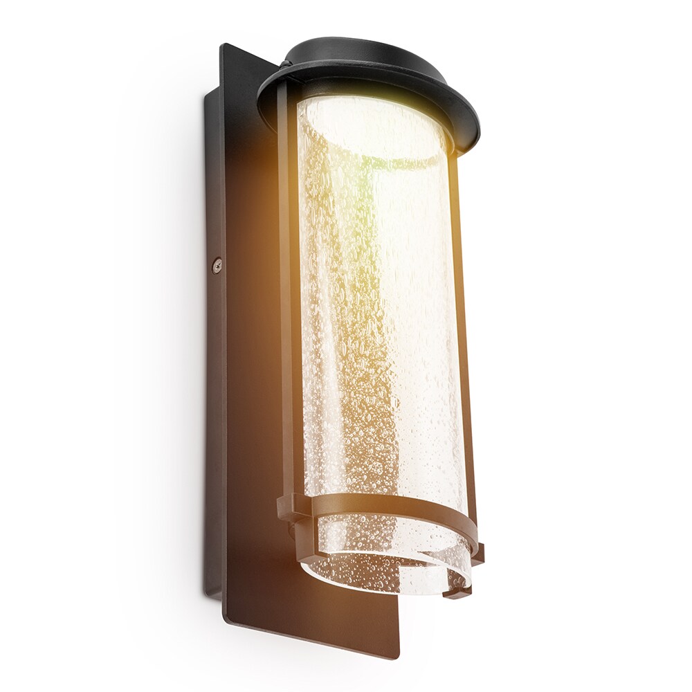 Matte Black Cylinder LED Wall Sconce with Seeded Glass